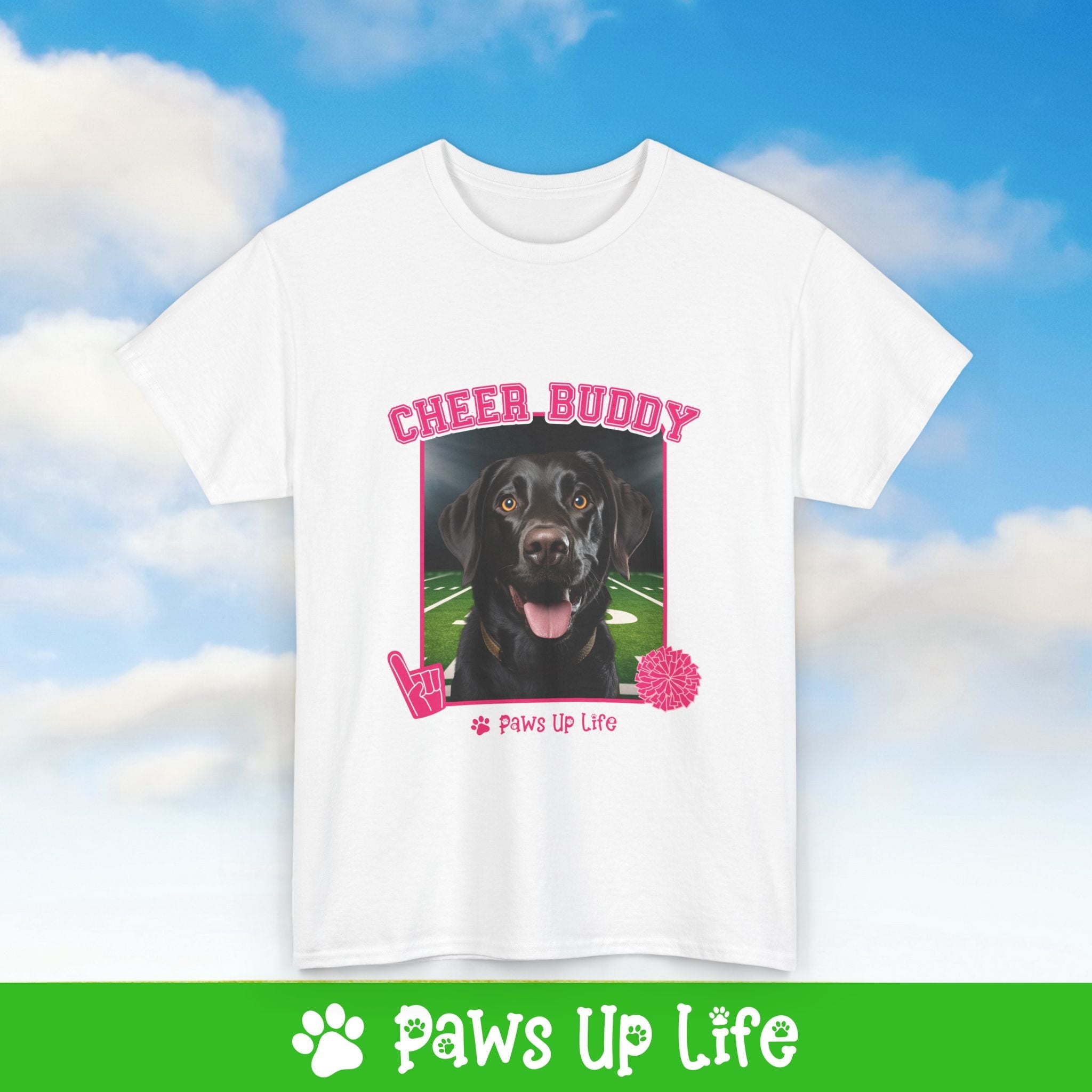 Labradore Retriever Black Lab Football Cheer Buddy Cheerleading Dog Tee, Shirt, Unisex Pet Lover Gift, Dog Mom Dad Tshirt, Animal Rescue Advocate, Cute Puppy Graphic Top Classic Collar | Paws Up Life, LLC