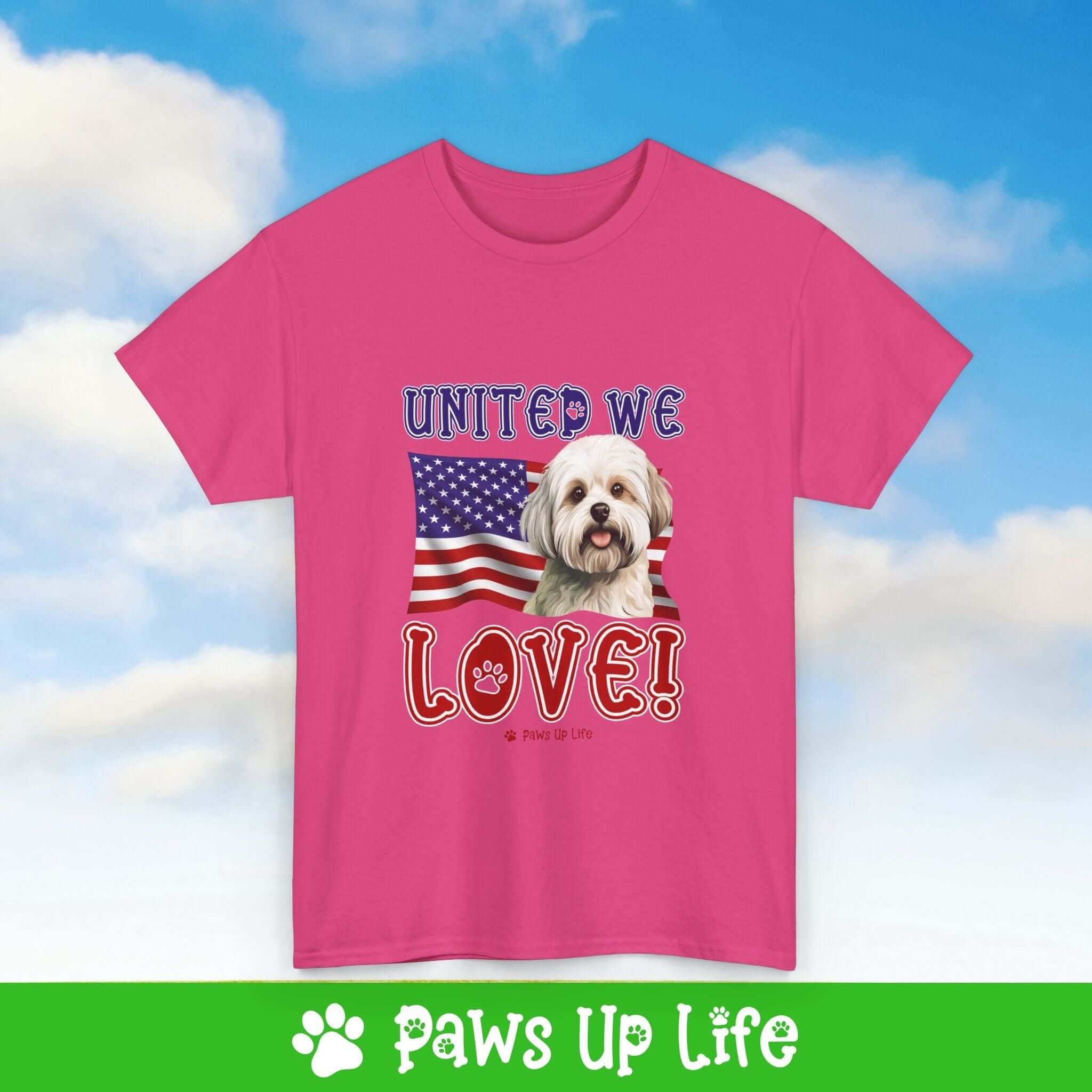 Maltese Dog United We Love Dog Tee, Shirt, Unisex Pet Lover Gift, Dog Mom Dad Tshirt, Animal Rescue Advocate, Cute Puppy Graphic Top Classic Collar | Paws Up Life, LLC