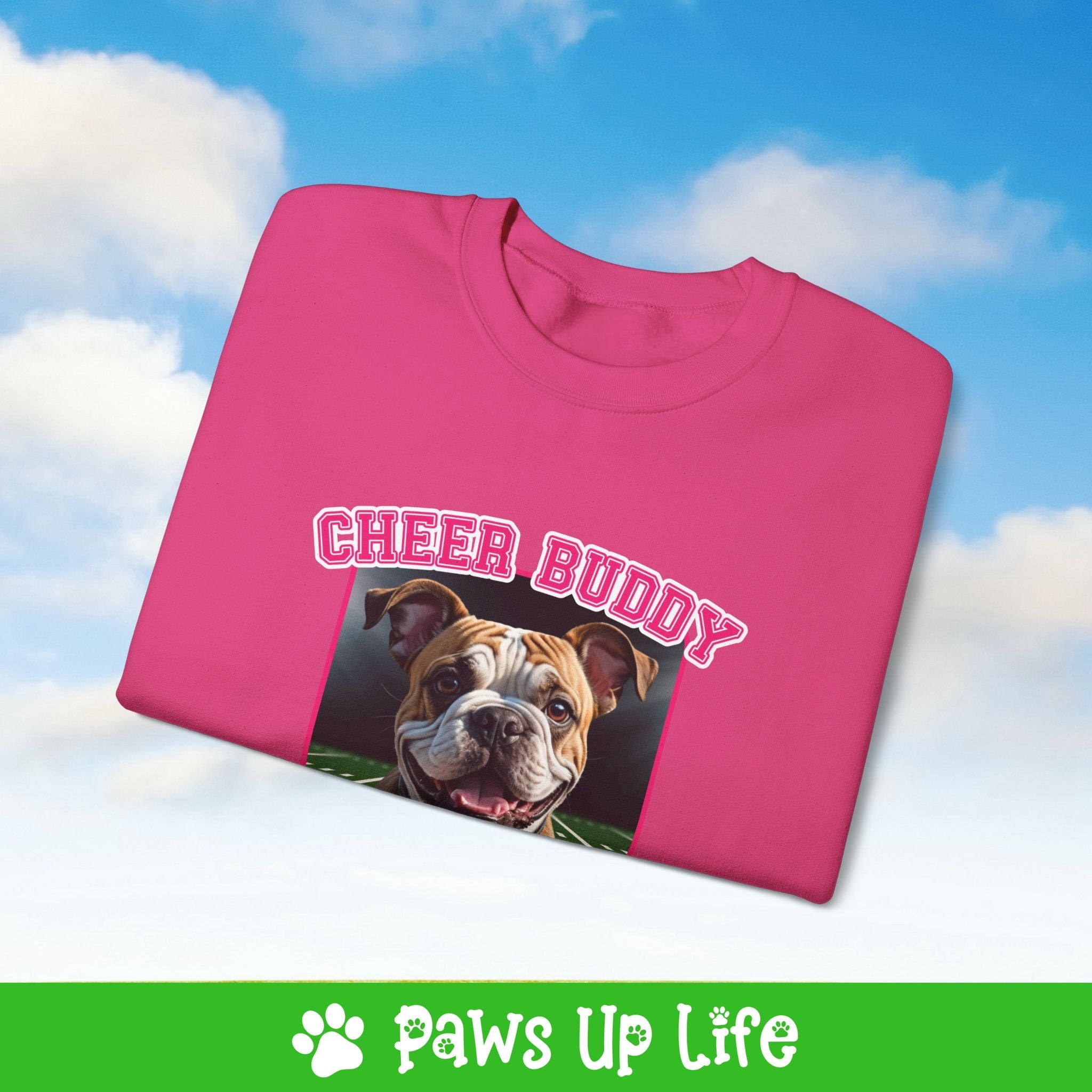 Bulldog Football Cheer Buddy Cheerleading Dog Crewneck Sweatshirt, Unisex Gift for Animal Lovers, Dog Mom Dad Sweatshirt, Cute Dog Lover Apparel, Fun Pet | Paws Up Life, LLC