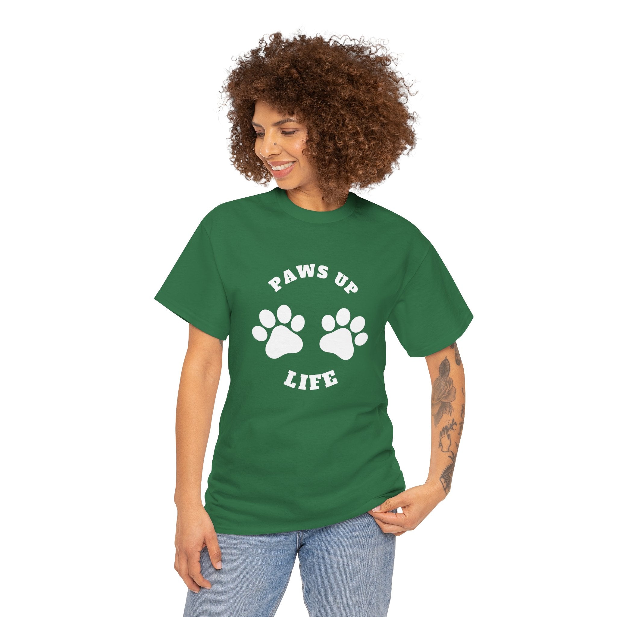 Paws Up Life Logo Gildan Unisex T-shirt - Trendy & Comfy Dog Mom or Dad Unisex Cotton Tee - Perfect Gifts for Adults and Kids | Cozy Pet Lover Apparel for Stylish Comfort | Unisex Heavy Cotton Tee