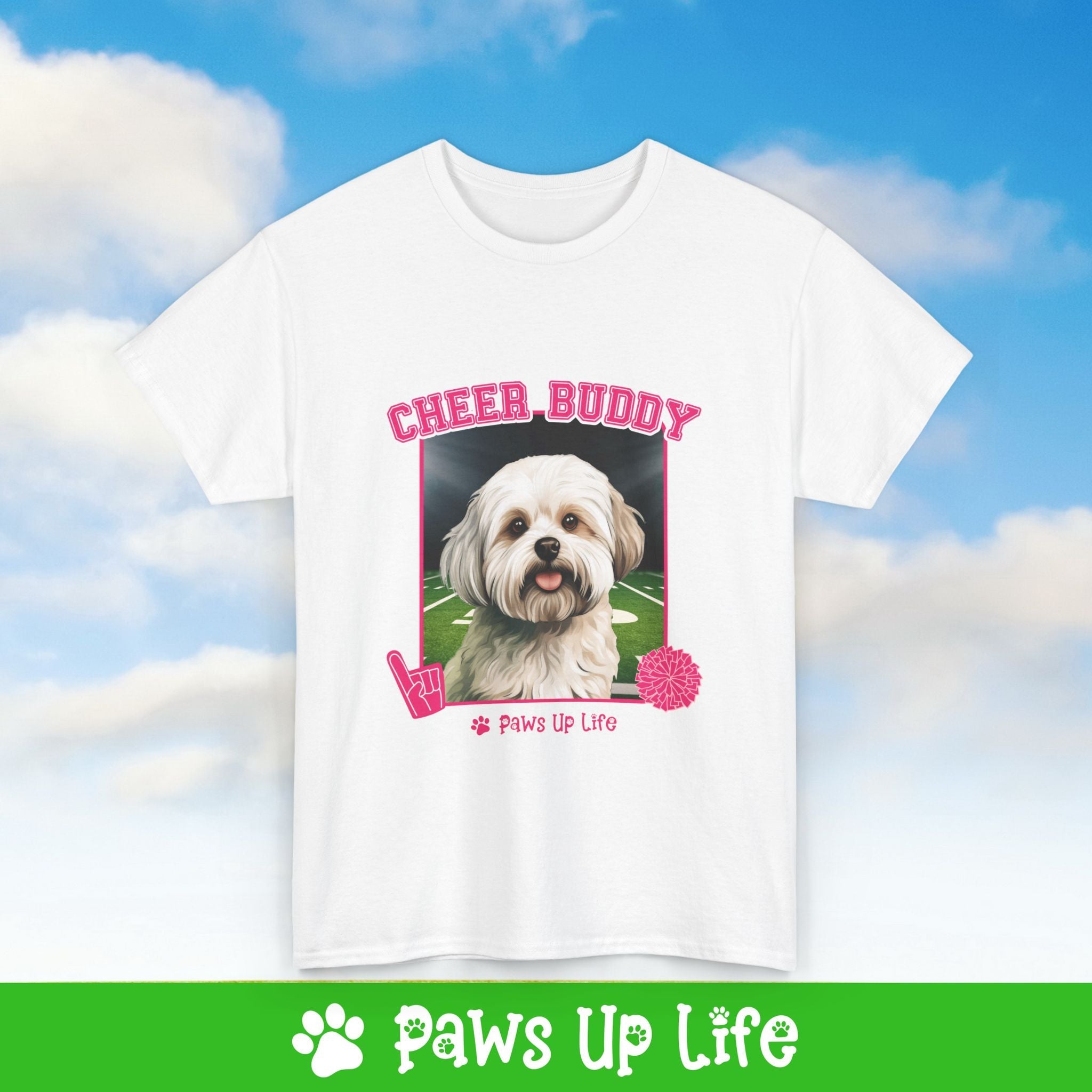 Maltese Football Cheer Buddy Cheerleading Dog Tee, Shirt, Unisex Pet Lover Gift, Dog Mom Dad Tshirt, Animal Rescue Advocate, Cute Puppy Graphic Top Classic Collar | Paws Up Life, LLC