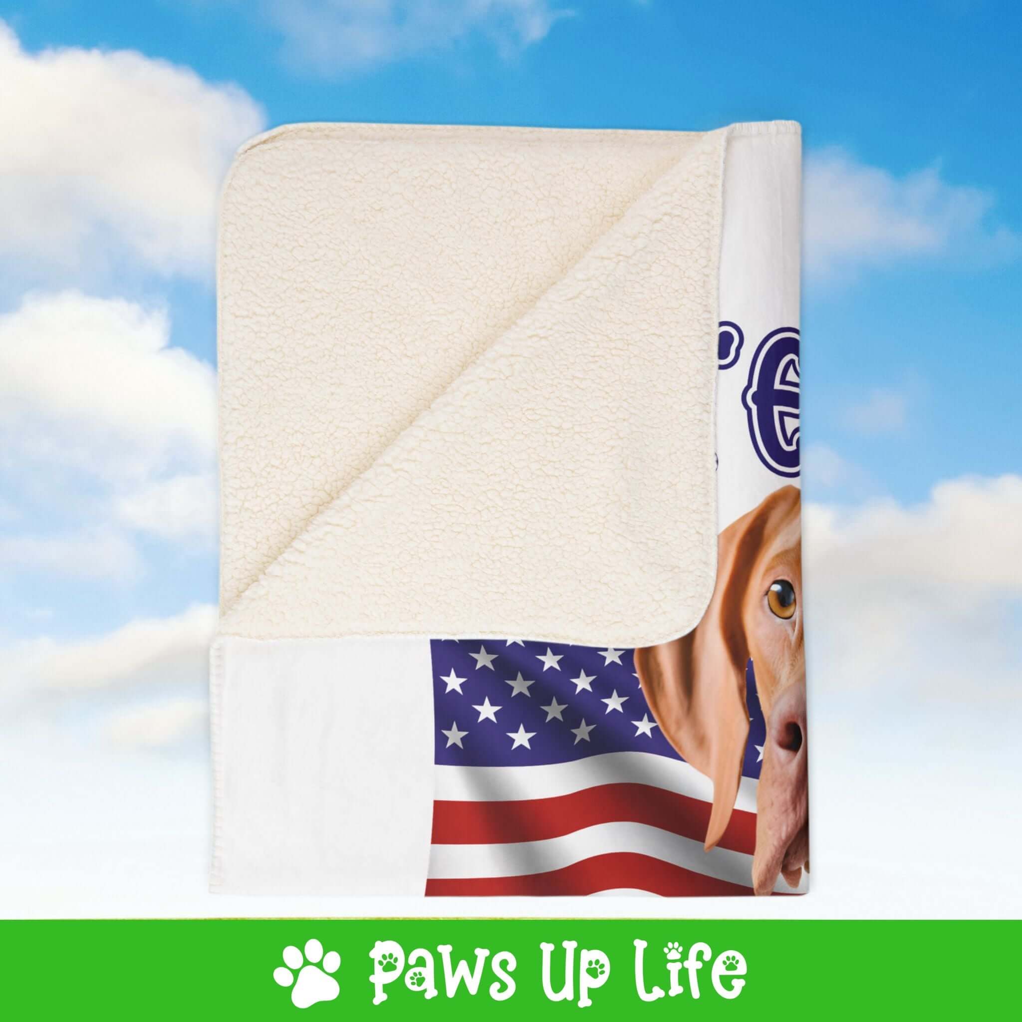 "United We Love" Vizsla Patriotic Fleece Sherpa Blanket - Perfect for Snuggling and Cozy Napping | Paws Up Life, LLC