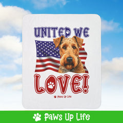 Airedale Terrier Dog United We Love Fleece Sherpa Blanket - Perfect for Snuggling and Cozy Napping