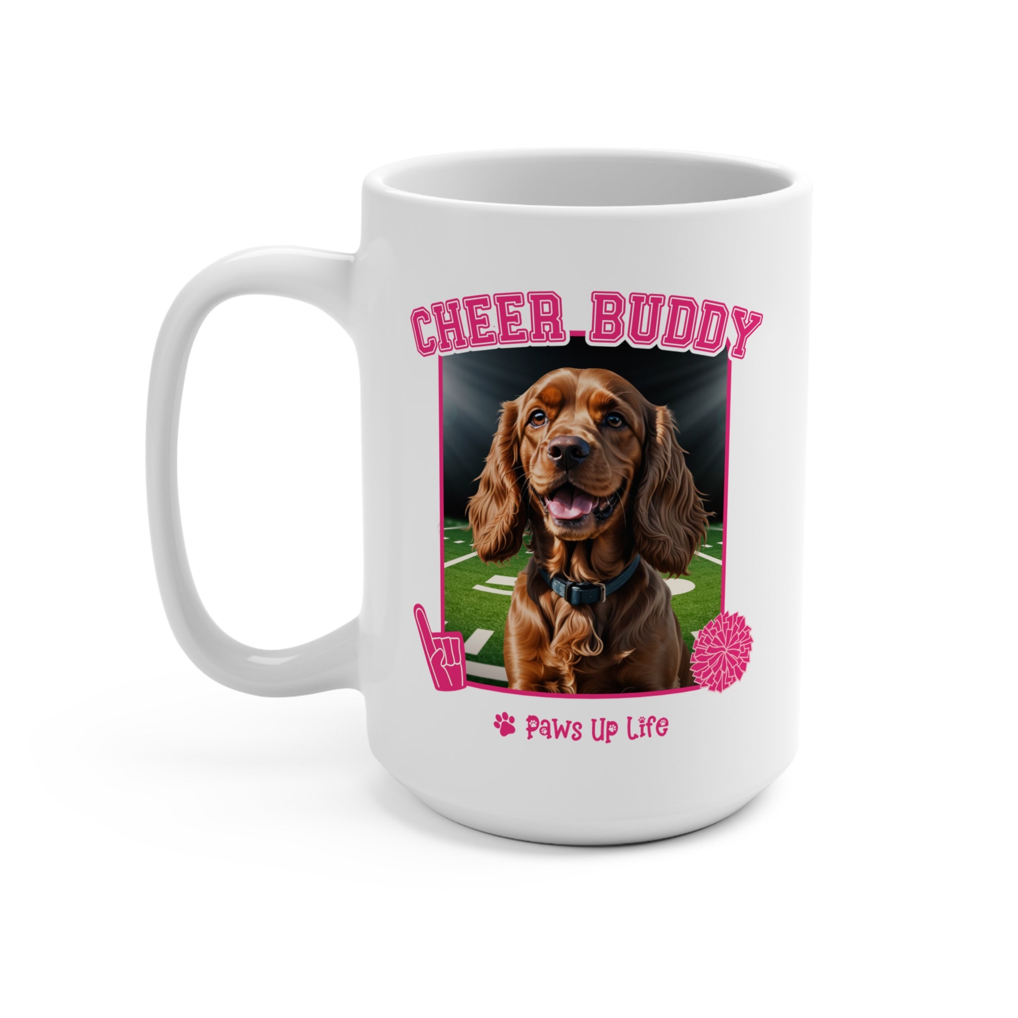 Cocker Spaniel Football Cheer Buddy Cheerleading Dog 15oz Large Coffee Mug Ceramic Drinkware Tea Washable | Paws Up Life, LLC