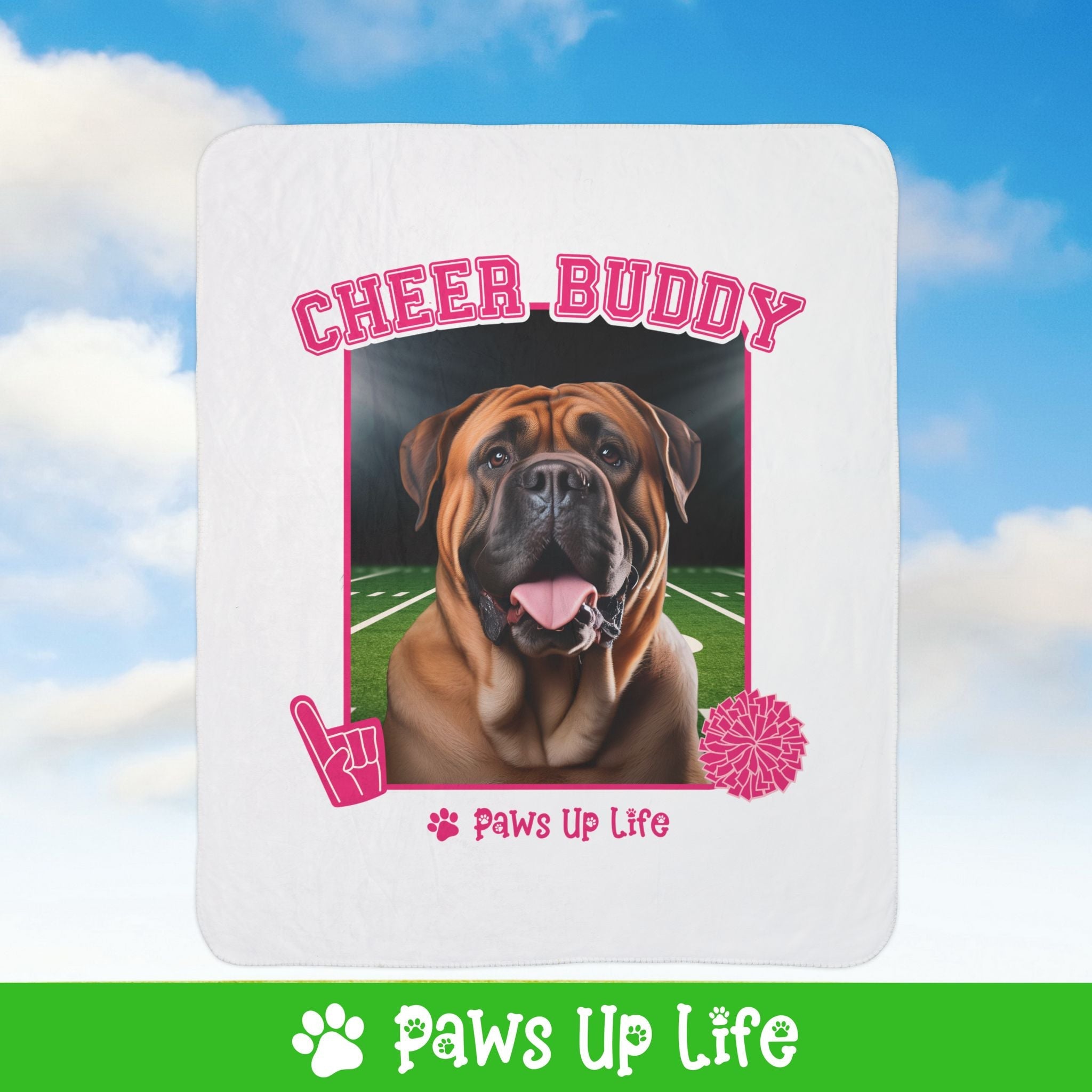 Mastiff Football Cheer Buddy Cheerleading Dog Fleece Sherpa Blanket - Perfect for Snuggling and Cozy Napping | Paws Up Life, LLC