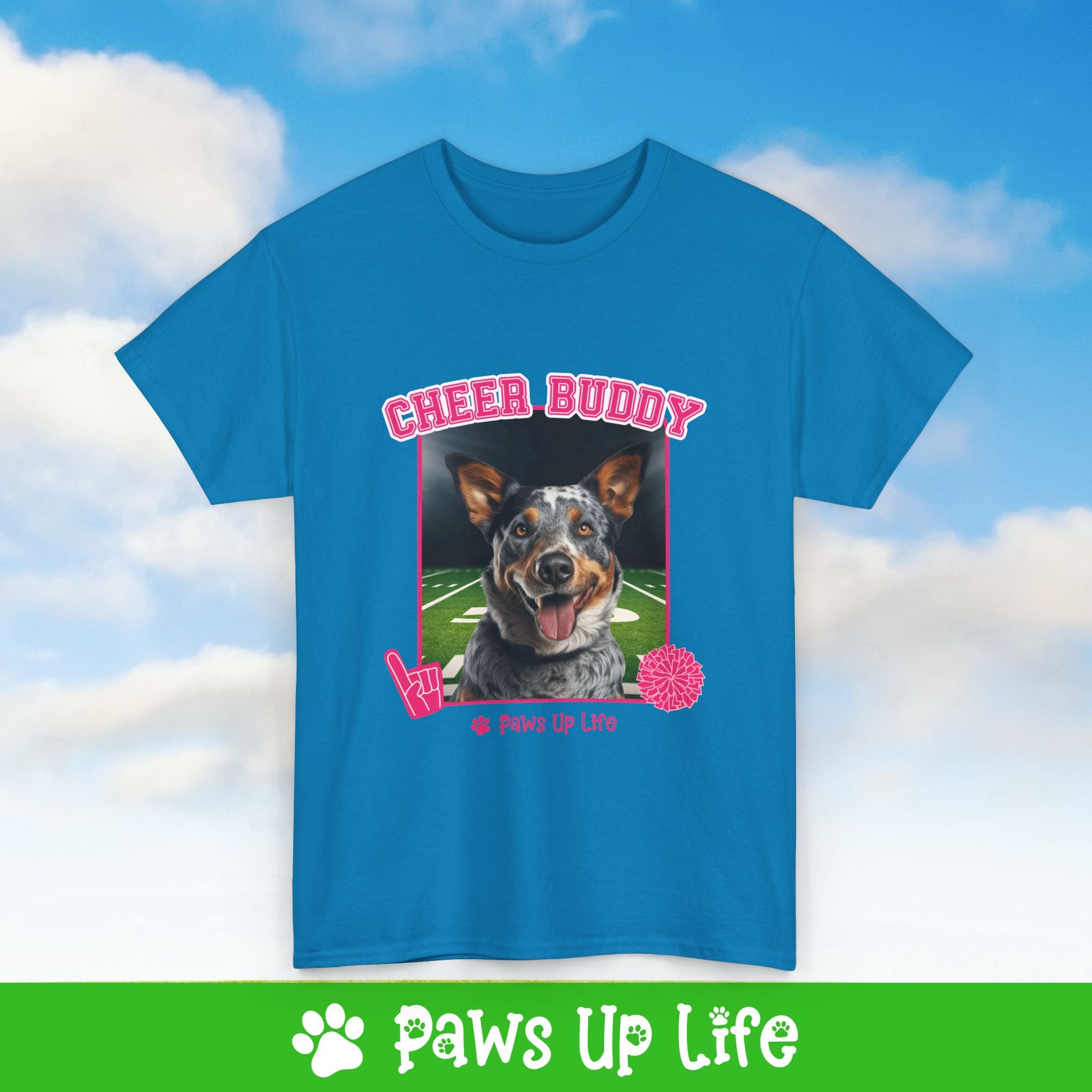 Australian Cattle Dog Cheer Buddy Cheerleading Dog Tee, Shirt, Unisex Pet Lover Gift, Dog Mom Dad Tshirt, Animal Rescue Advocate, Cute Puppy Graphic Top Classic Collar | Paws Up Life, LLC