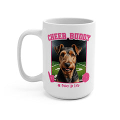 Airedale Terrier Cheer Buddy Dog Cheerleader Mug 15oz Large Coffee Mug Ceramic Drinkware Tea Washable Printed Reusable | Paws Up Life, LLC