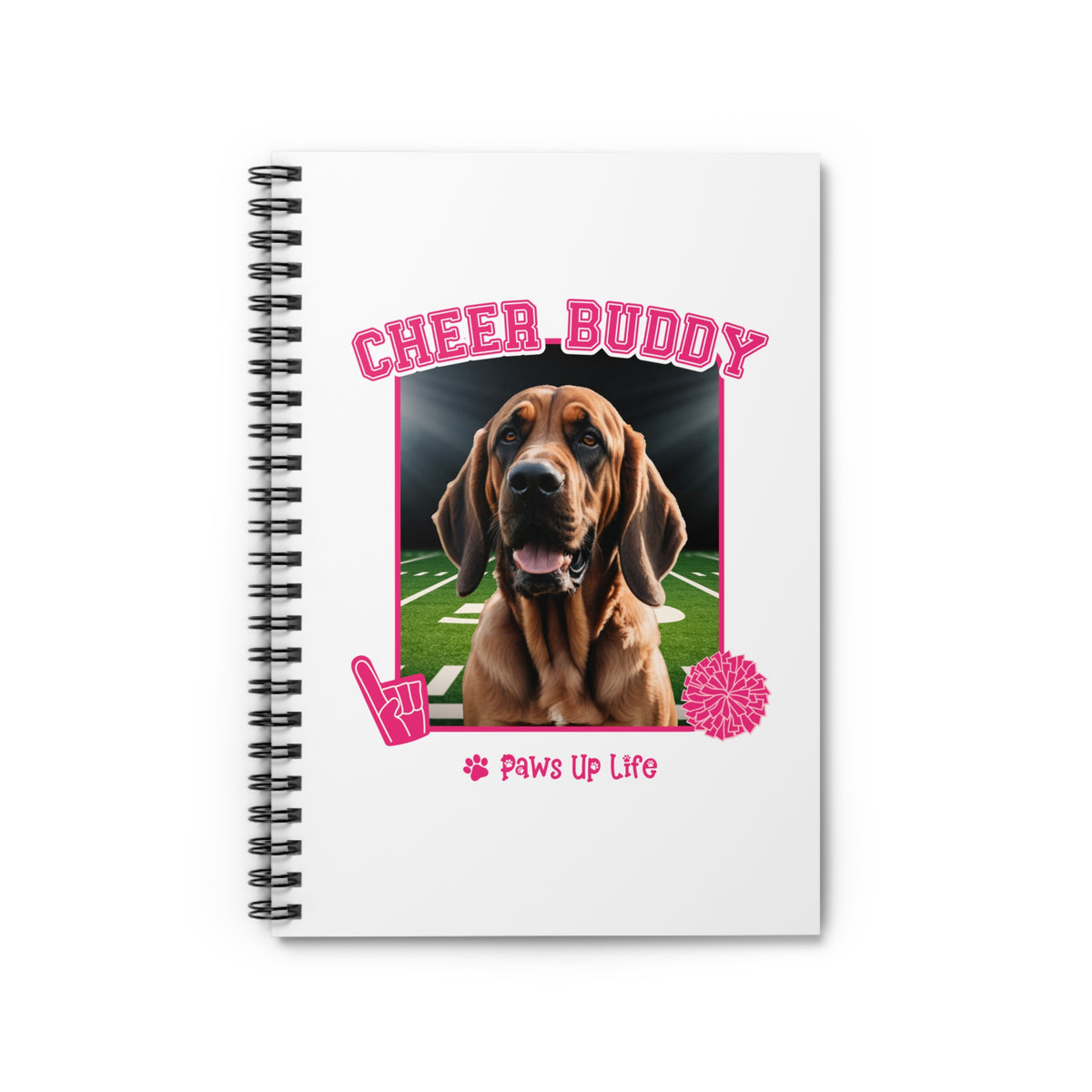 Bloodhound Football Cheer Buddy Cheerleading Dog Spiral Notebook for Office and Home - Ruled Line | Paws Up Life, LLC