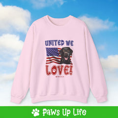 Black Lab Labrador Retriever Dog United We Love Dog Crewneck Sweatshirt, Unisex Gift for Animal Lovers, Dog Mom Dad Sweatshirt, Cute Dog Lover Apparel, Fun Pet