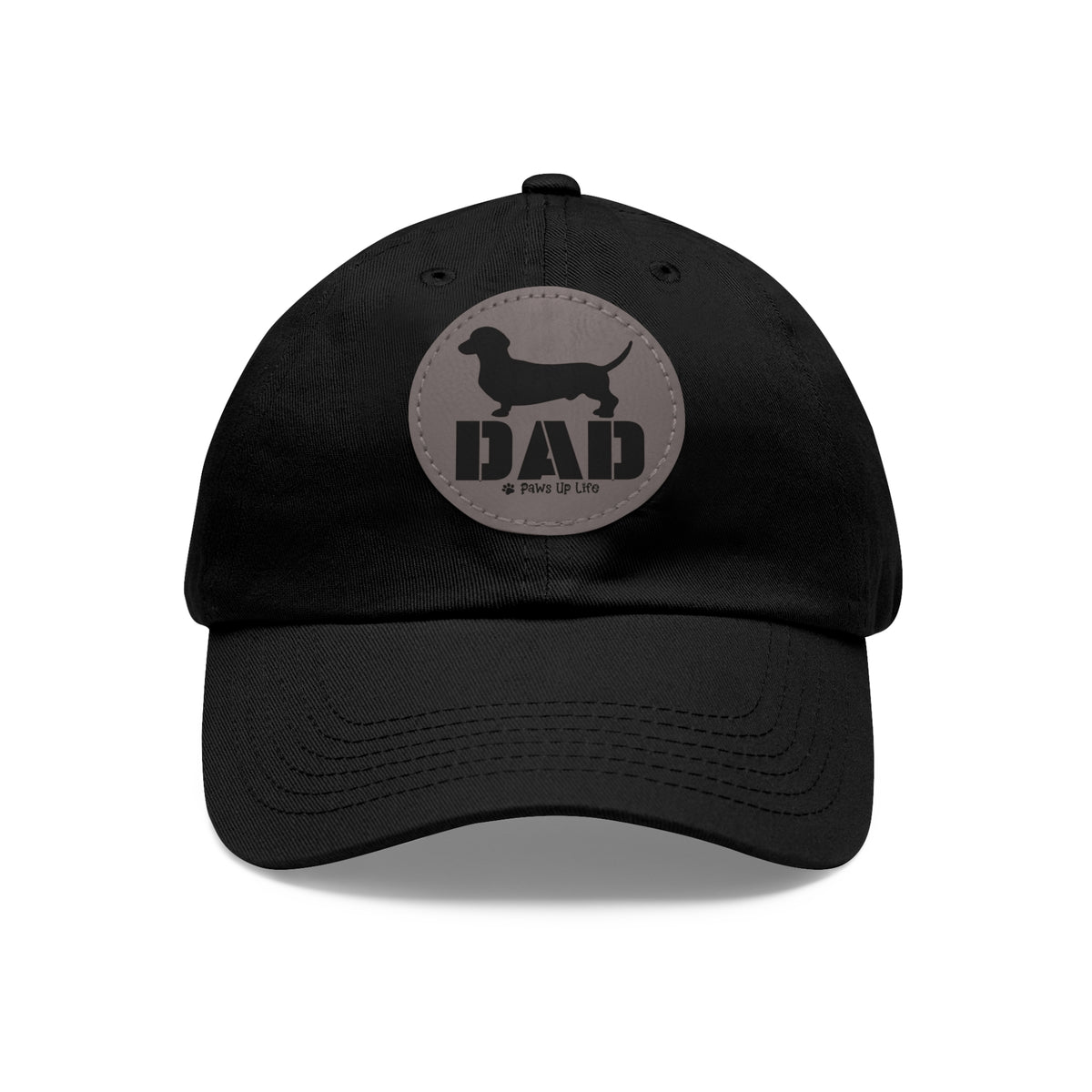 Dachshund Dog Dad Baseball Hat with Round Leather Patch Adult Adjustable