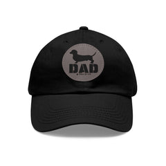 Dachshund Dog Dad Baseball Hat with Round Leather Patch Adult Adjustable