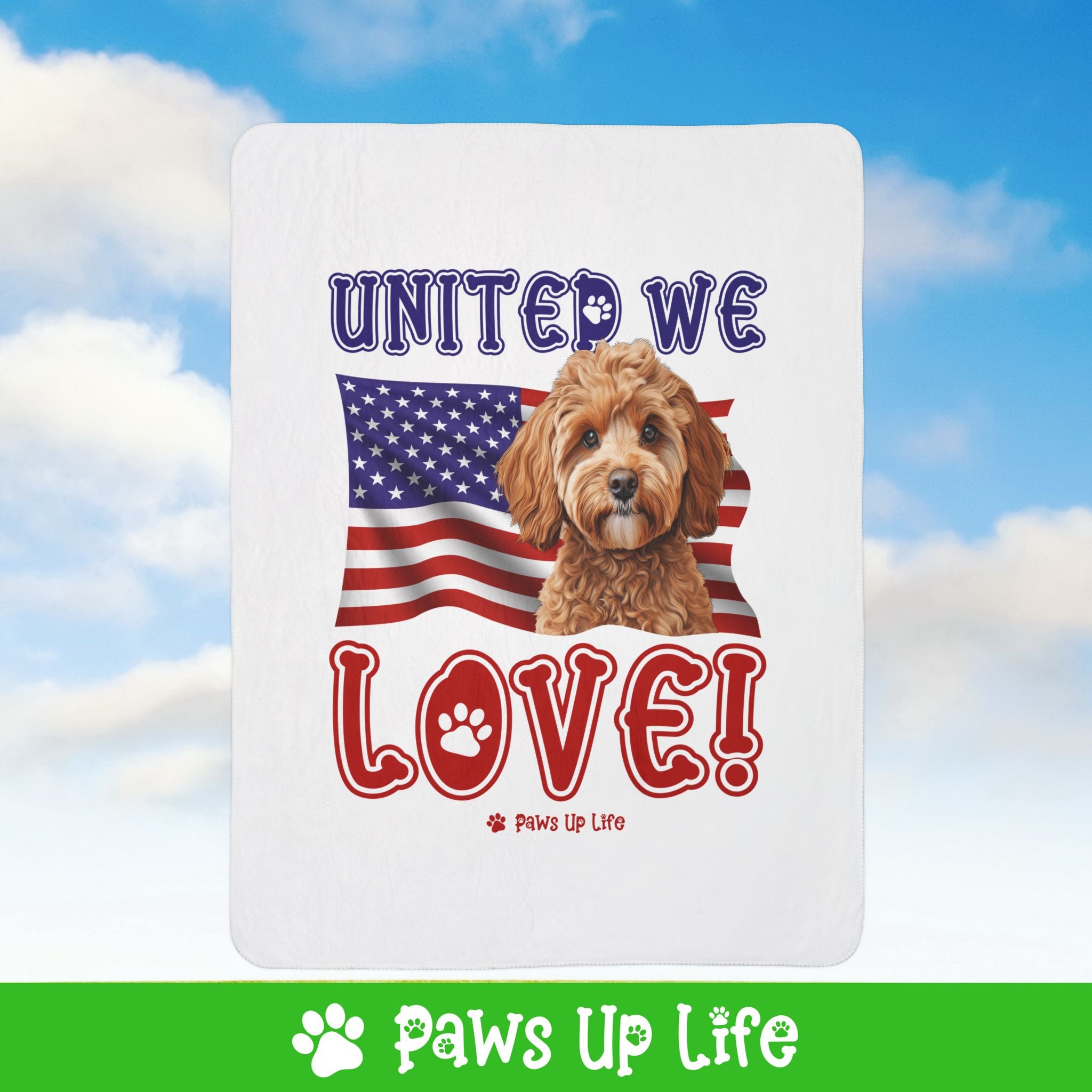 Cavoodle Dog United We Love Fleece Sherpa Blanket - Perfect for Snuggling and Cozy Napping | Paws Up Life, LLC