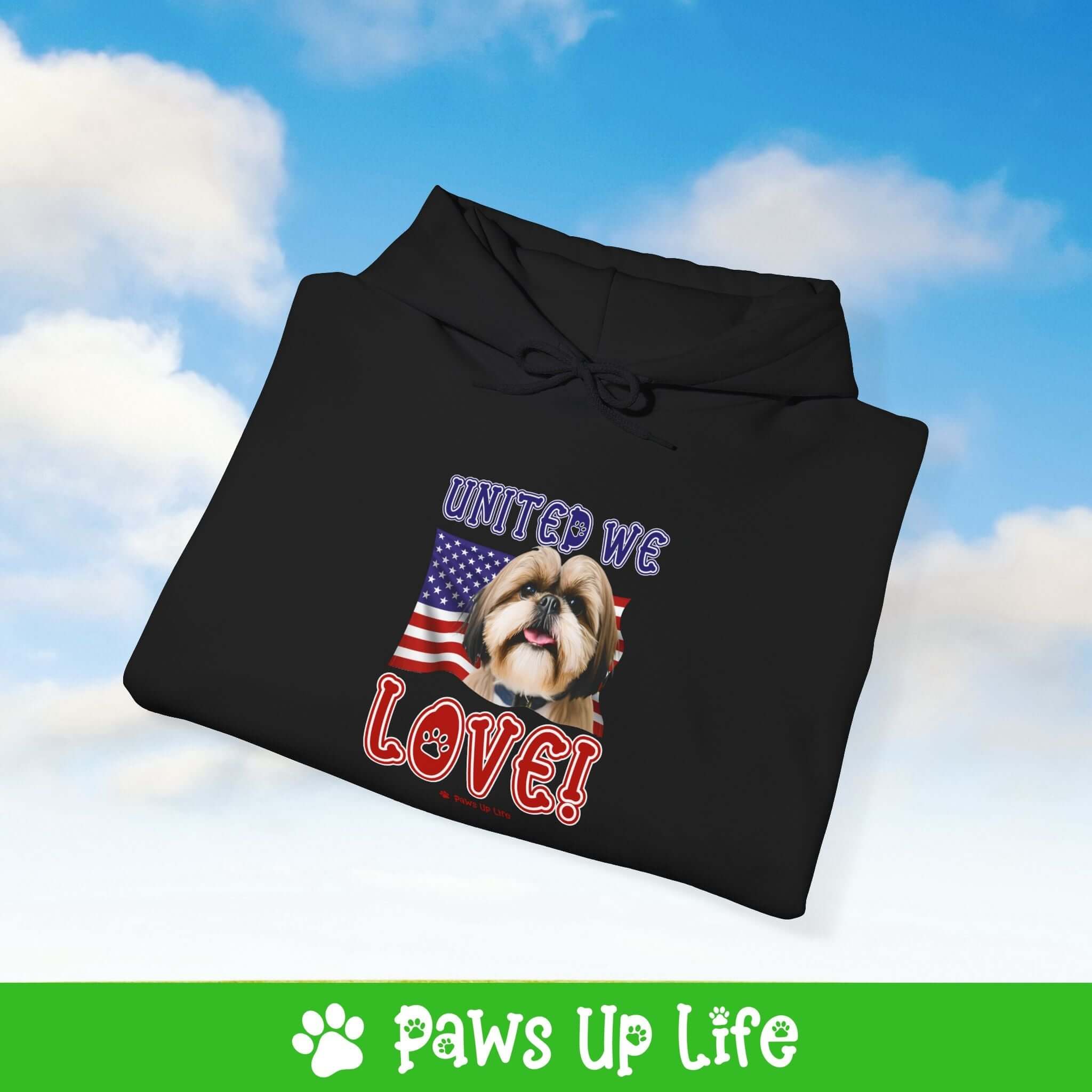 "United We Love" Shih Tzu Hoodie – Fun Dog Lover Design | Cozy 50/50 Blend Unisex Sweater, Perfect Gift for Pet Lovers! | Paws Up Life, LLC