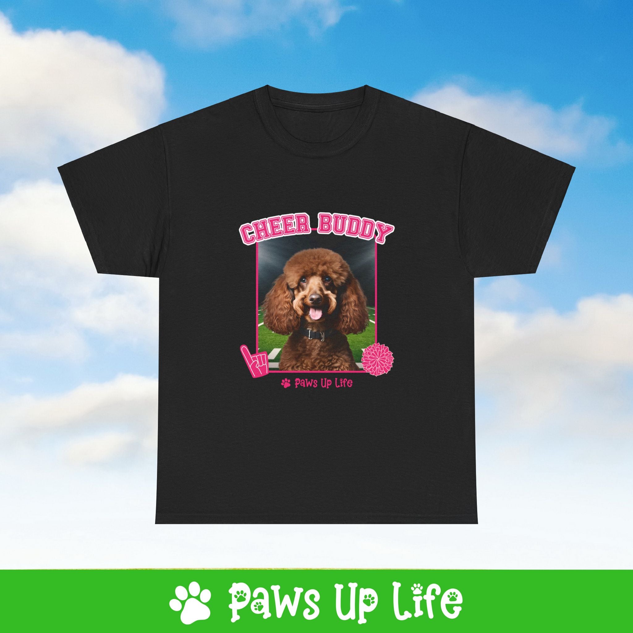 Brown Poodle Football Cheer Buddy Cheerleading Dog Tee, Shirt, Unisex Pet Lover Gift, Dog Mom Dad Tshirt, Animal Rescue Advocate, Cute Puppy Graphic Top Classic Collar