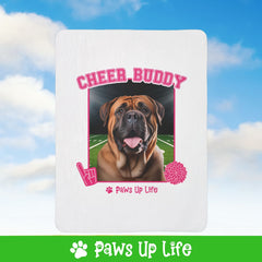 Mastiff Football Cheer Buddy Cheerleading Dog Fleece Sherpa Blanket - Perfect for Snuggling and Cozy Napping | Paws Up Life, LLC