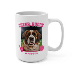 St Bernard Football Cheer Buddy Cheerleading Dog 15oz Large Coffee Mug Ceramic Drinkware Tea Washable | Paws Up Life, LLC