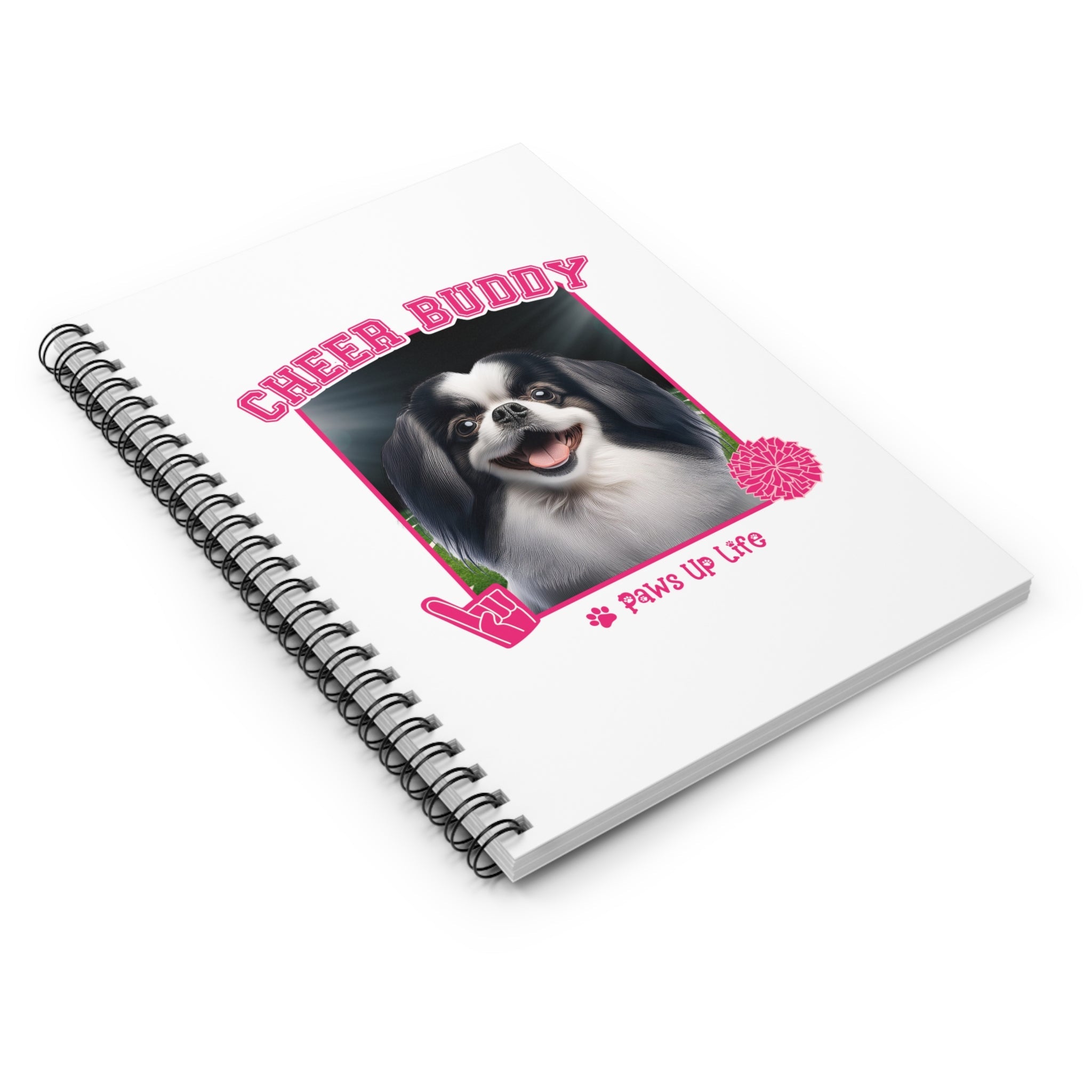 Japanese Chin Football Cheer Buddy Cheerleading Dog Spiral Notebook for Office and Home - Ruled Line | Paws Up Life, LLC