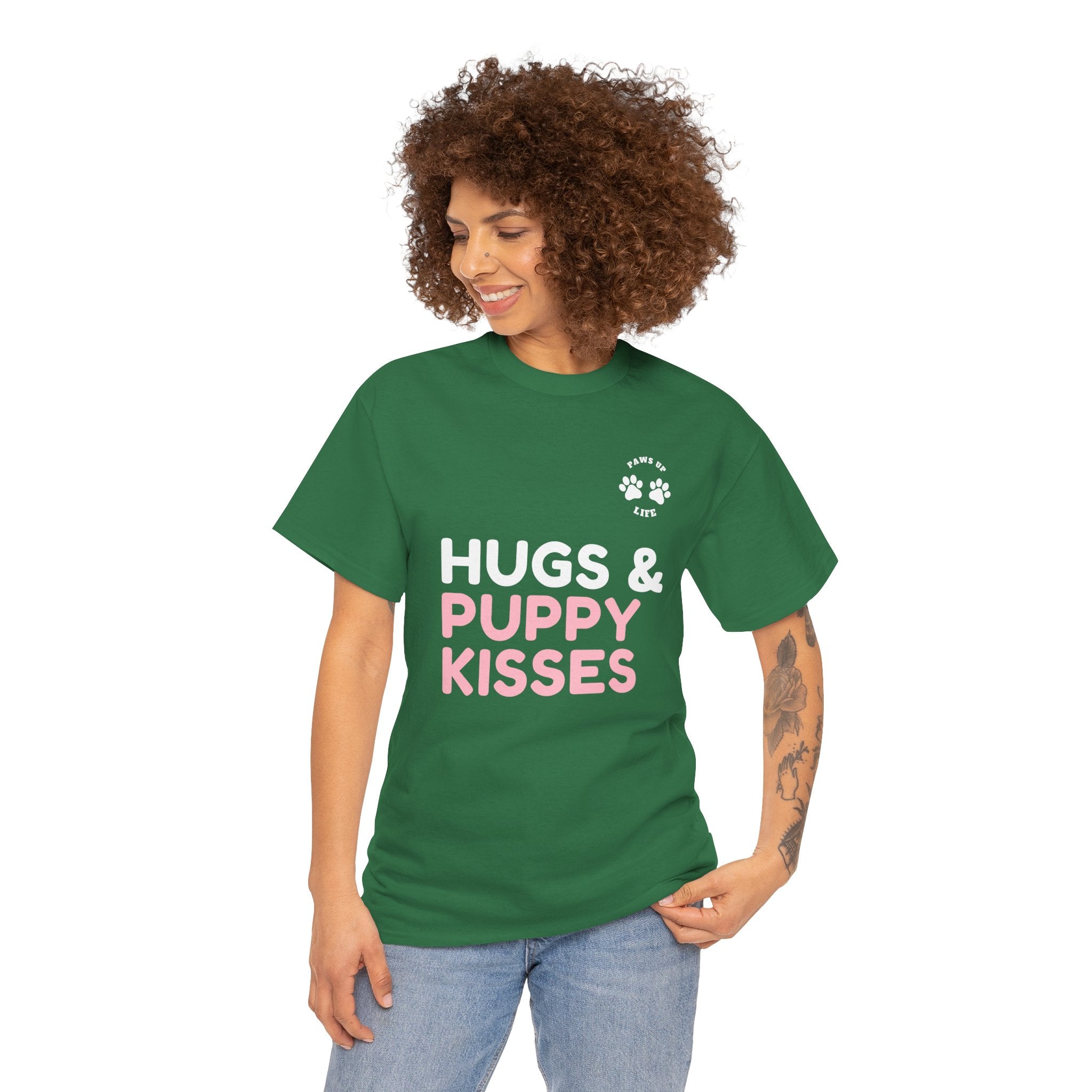 Hugs & Puppy Kisses Dog Mom or Dad Unisex T-Shirt - Gifts for Pet-Loving Parents |Unisex Heavy Cotton GildanTee