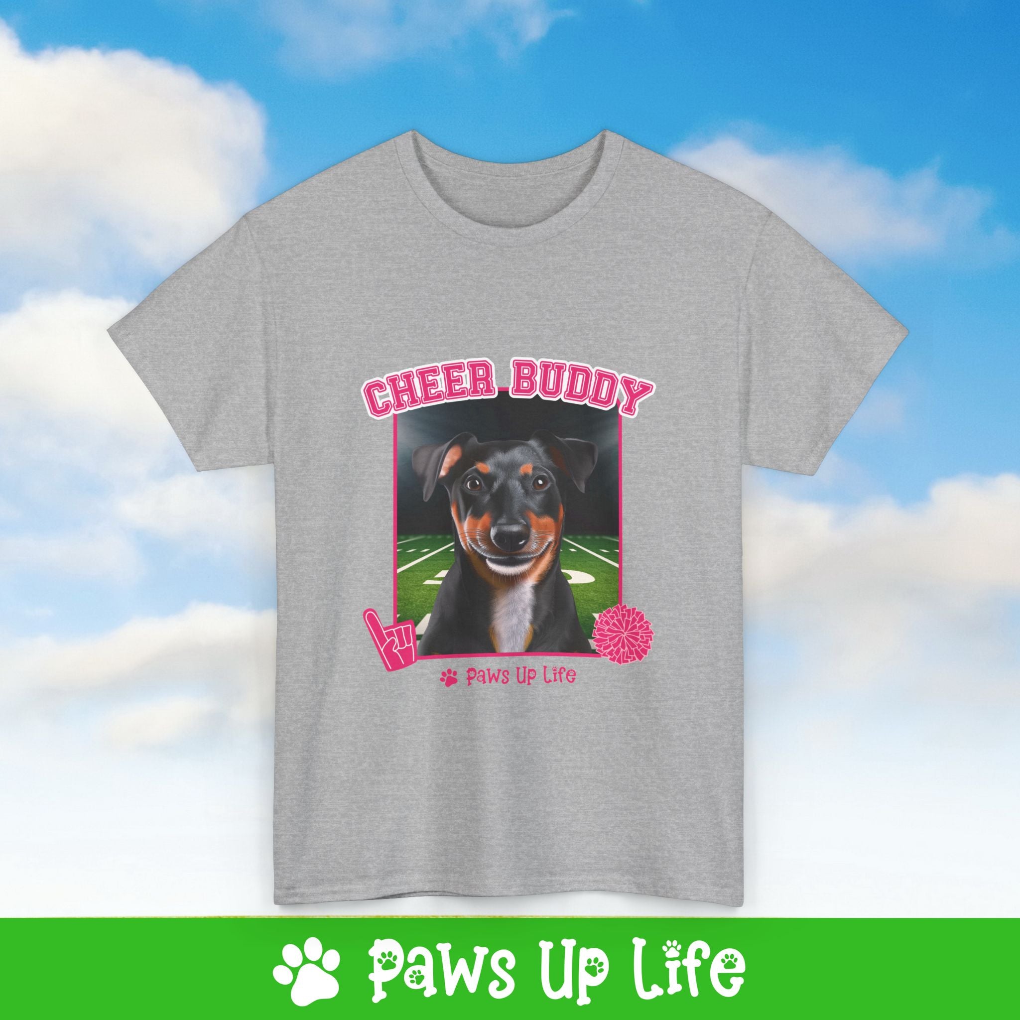 Black Russell Terrier Football Cheer Buddy Cheerleading Dog Tee, Shirt, Unisex Pet Lover Gift, Dog Mom Dad Tshirt, Animal Rescue Advocate, Cute Puppy Graphic Top Classic Collar | Paws Up Life, LLC