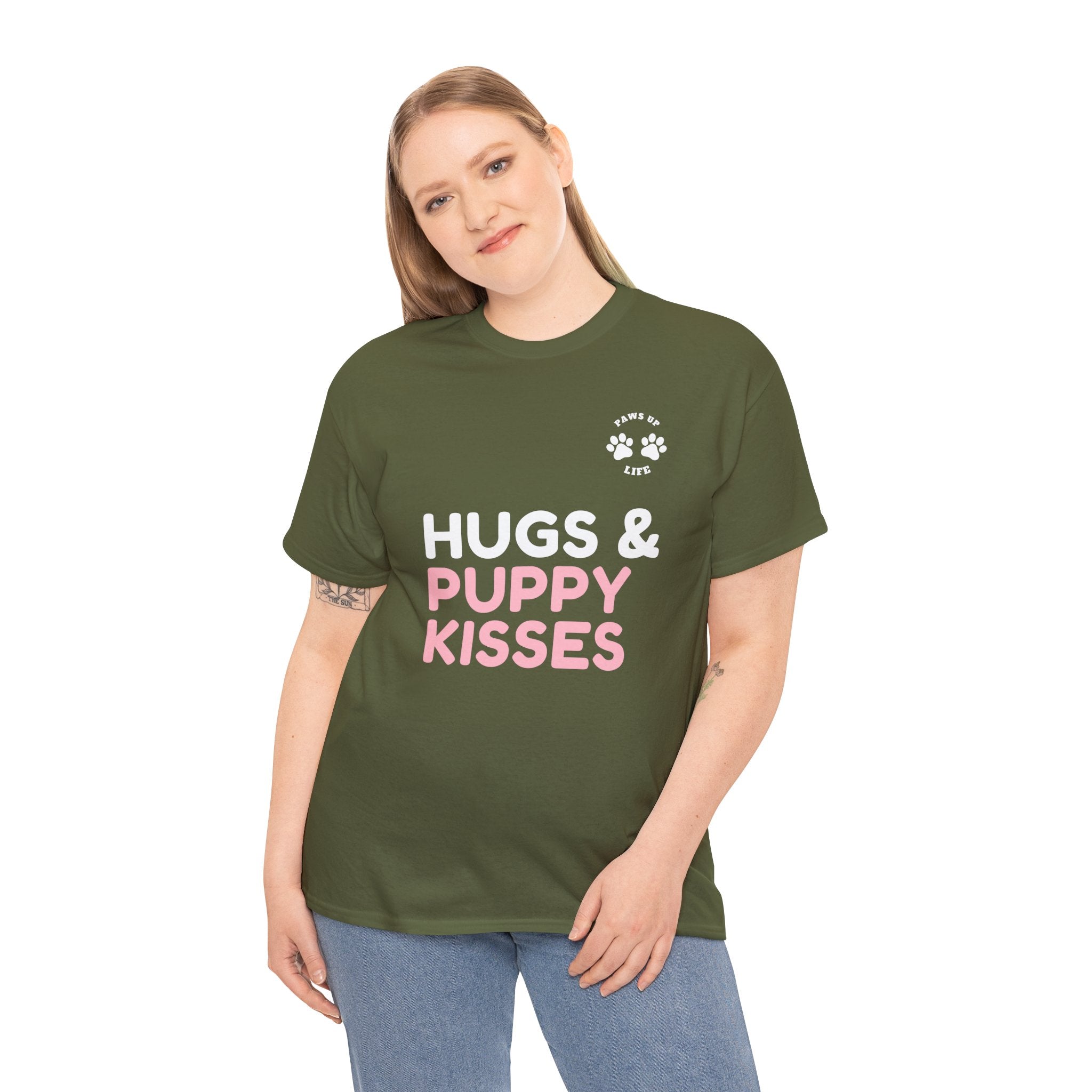 Hugs & Puppy Kisses Dog Mom or Dad Unisex T-Shirt - Gifts for Pet-Loving Parents |Unisex Heavy Cotton GildanTee