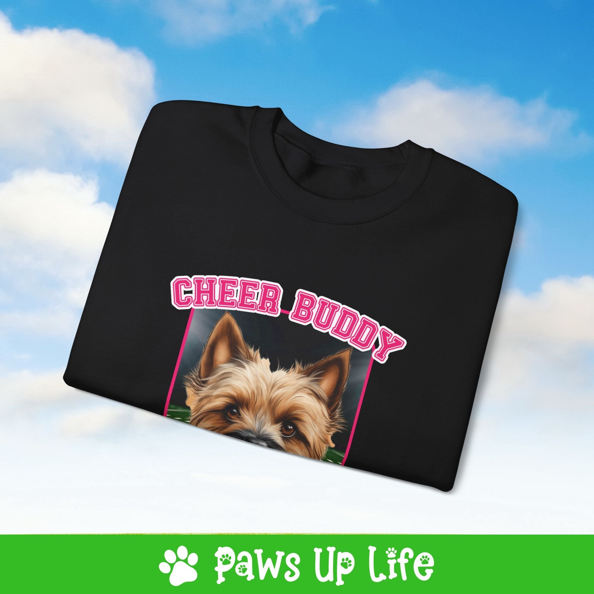 Cairn Terrier Football Cheer Buddy Cheerleading Dog Crewneck Sweatshirt, Unisex Gift for Animal Lovers, Dog Mom Dad Sweatshirt, Cute Dog Lover Apparel, Fun Pet | Paws Up Life, LLC