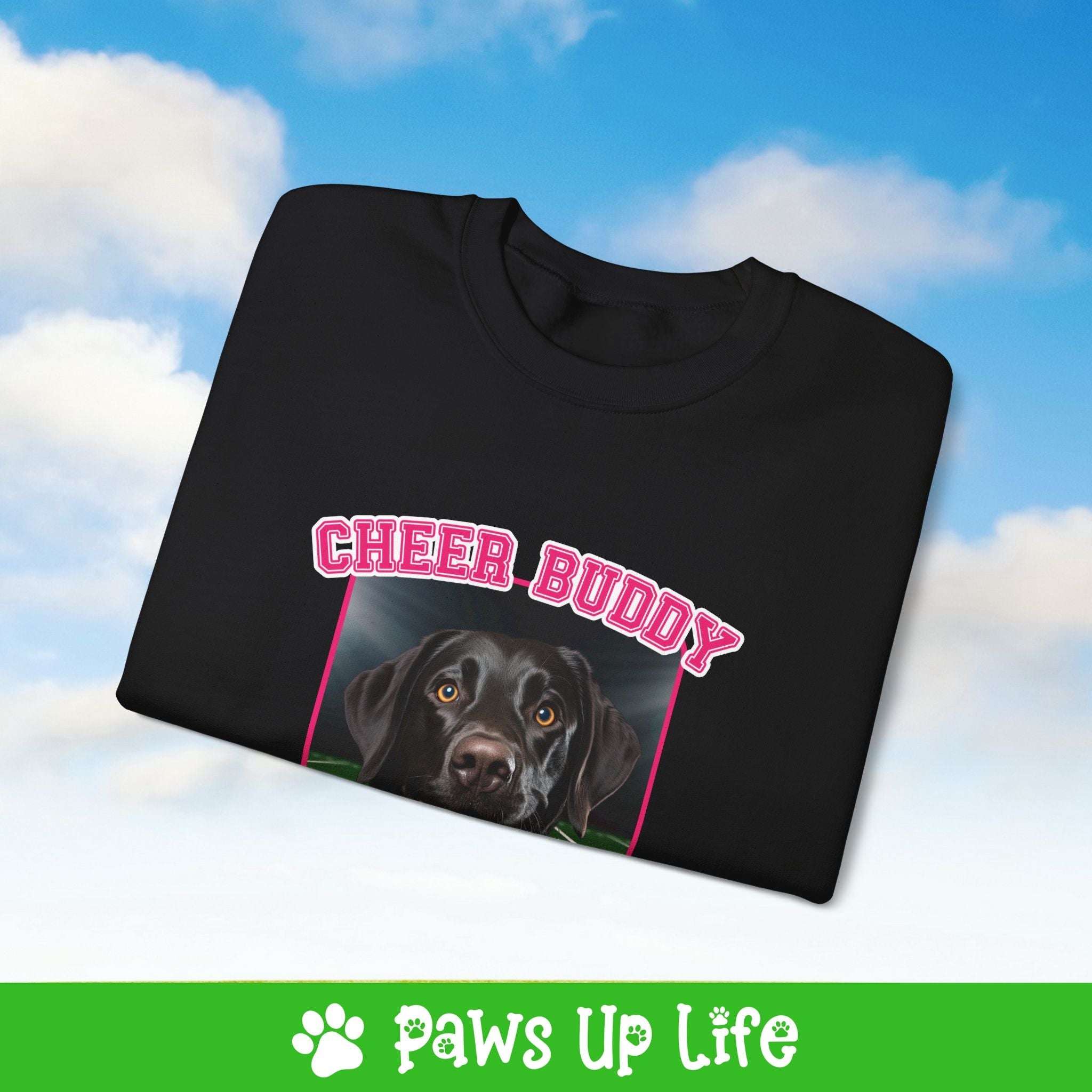 Labradore Retriever Black Lab Football Cheer Buddy Cheerleading Dog Crewneck Sweatshirt, Unisex Gift for Animal Lovers, Dog Mom Dad Sweatshirt, Cute Dog Lover Apparel, Fun Pet | Paws Up Life, LLC