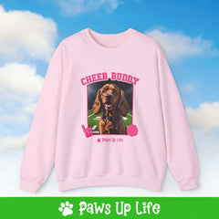 Cocker Spaniel Football Cheer Buddy Cheerleading Dog Crewneck Sweatshirt, Unisex Gift for Animal Lovers, Dog Mom Dad Sweatshirt, Cute Dog Lover Apparel, Fun Pet | Paws Up Life, LLC