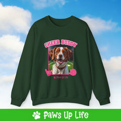 Brittany Football Cheer Buddy Cheerleading Dog Crewneck Sweatshirt, Unisex Gift for Animal Lovers, Dog Mom Dad Sweatshirt, Cute Dog Lover Apparel, Fun Pet | Paws Up Life, LLC