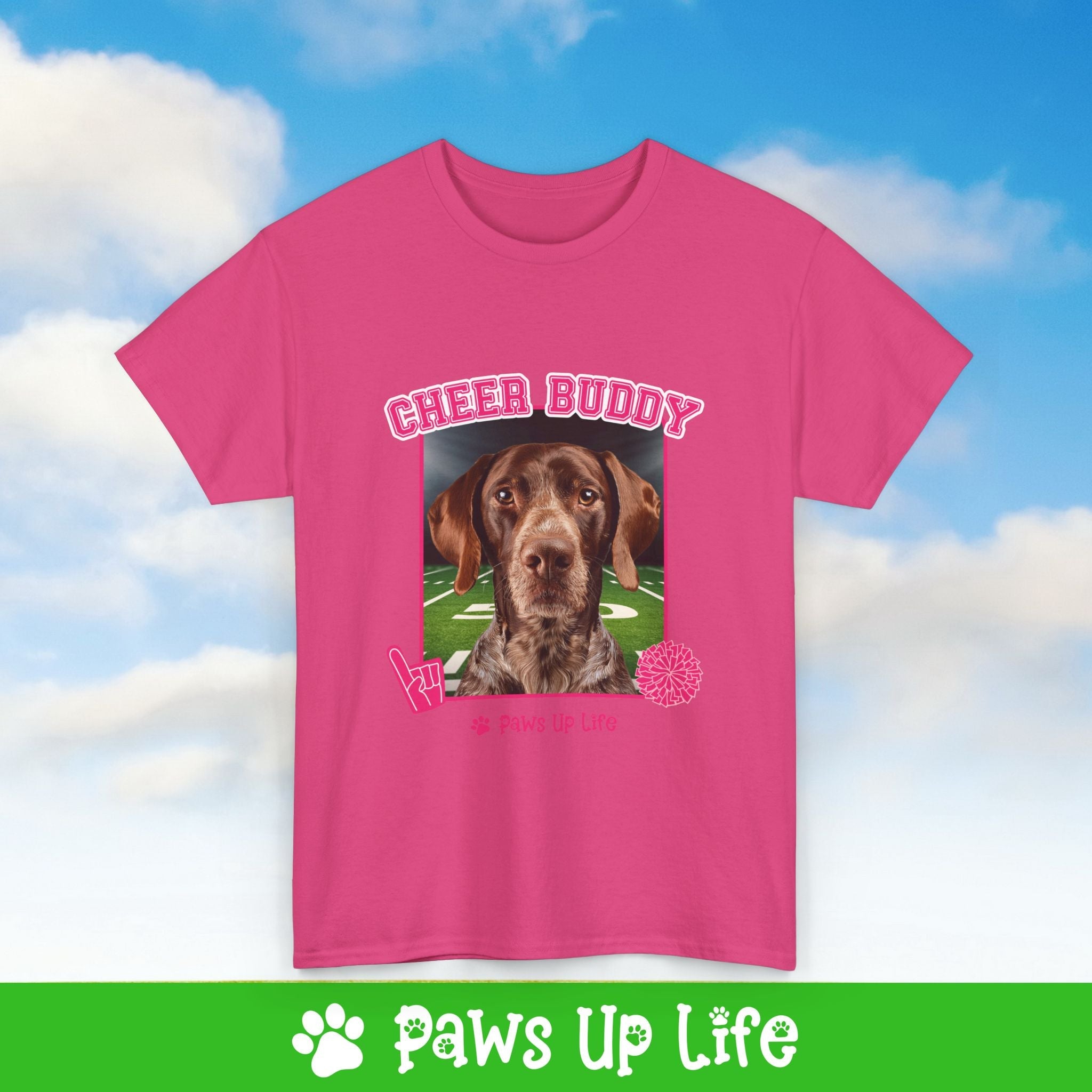 German Shorthaired Pointer Football Cheer Buddy Cheerleading Dog Tee, Shirt, Unisex Pet Lover Gift, Dog Mom Dad Tshirt, Animal Rescue Advocate, Cute Puppy Graphic Top Classic Collar | Paws Up Life, LLC