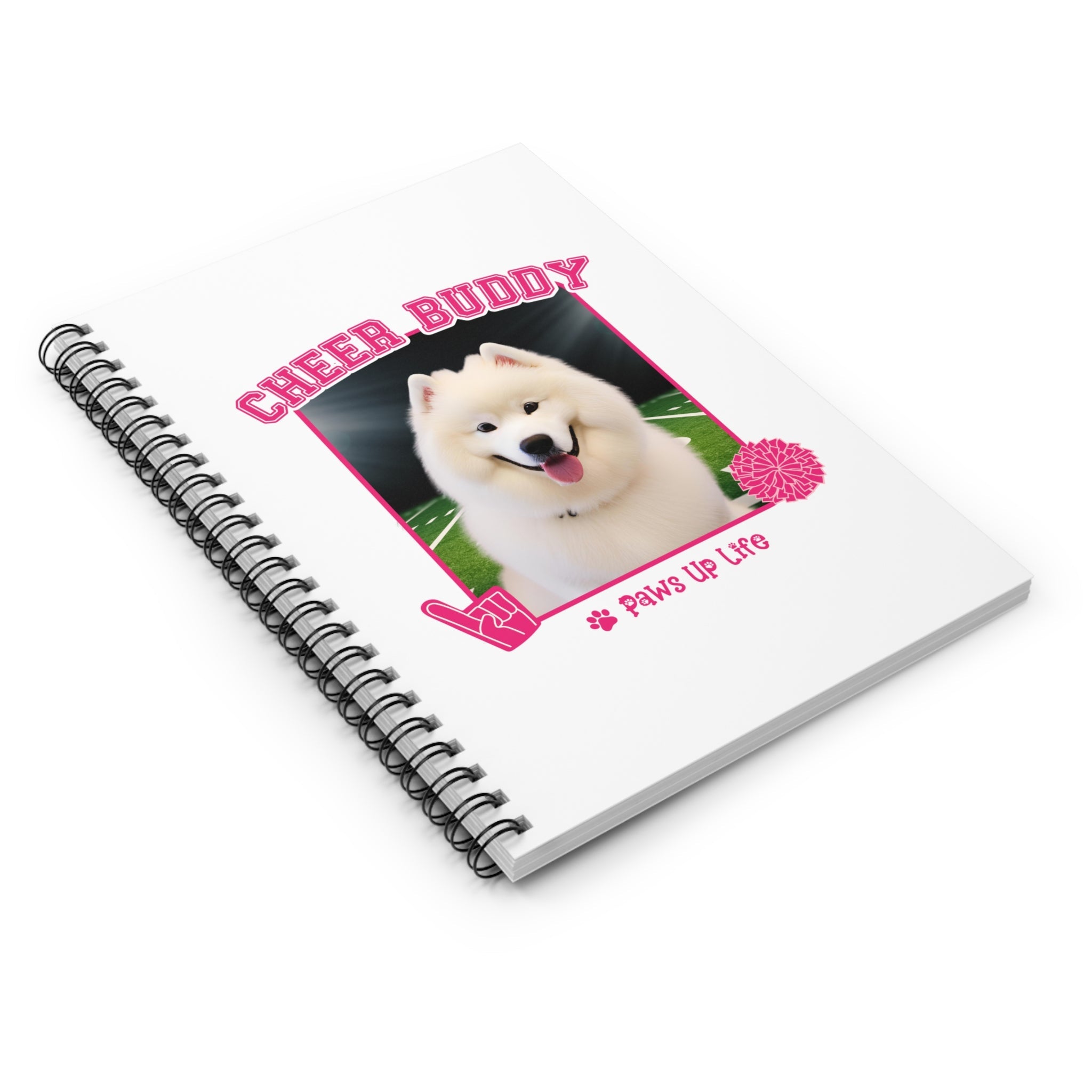 Samoyed Football Cheer Buddy Cheerleading Dog Spiral Notebook for Office and Home - Ruled Line | Paws Up Life, LLC