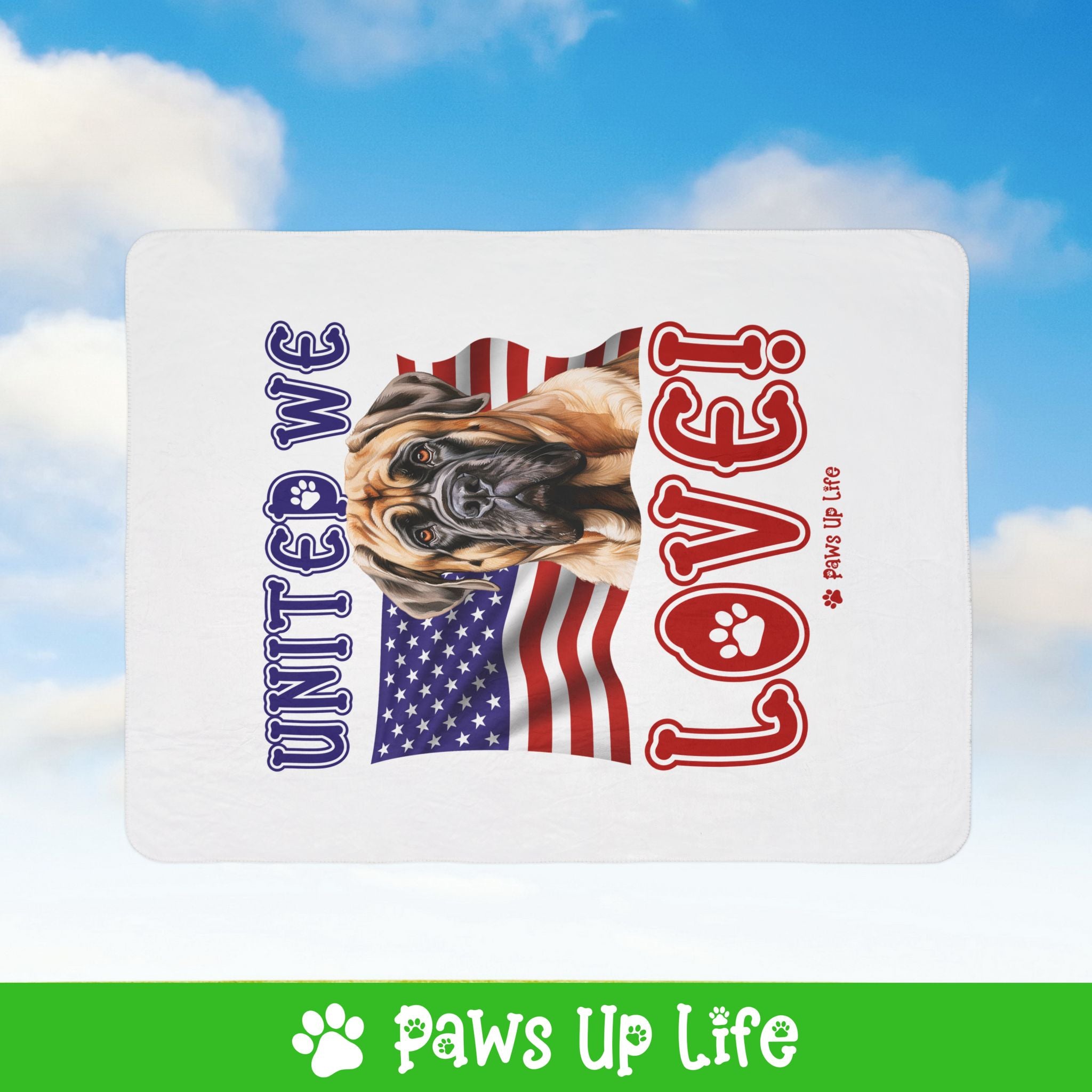 Mastiff Dog United We Love Fleece Sherpa Blanket - Perfect for Snuggling and Cozy Napping | Paws Up Life, LLC