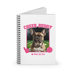 French Bulldog Football Cheer Buddy Cheerleading Dog Spiral Notebook for Office and Home - Ruled Line | Paws Up Life, LLC