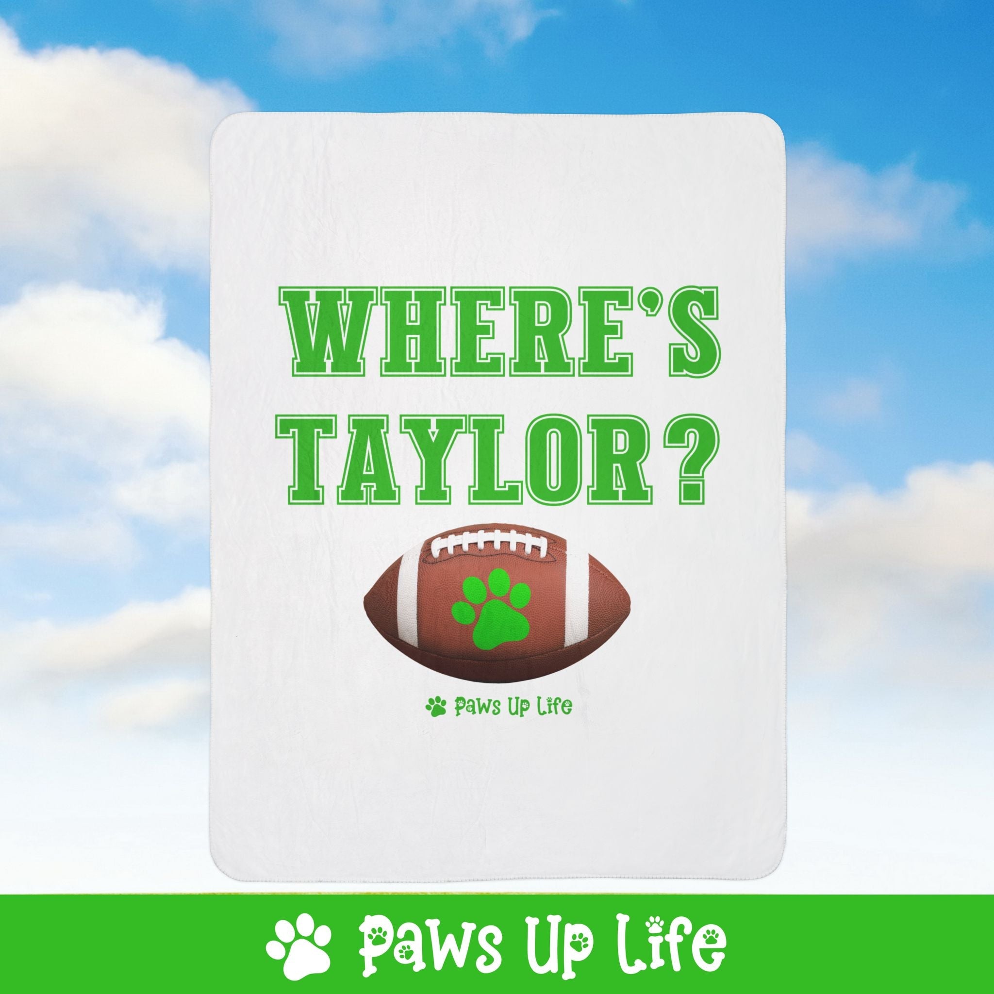 Where's Taylor Football Fleece Sherpa Blanket - Perfect for Snuggling and Cozy Napping | Paws Up Life, LLC