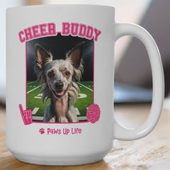 Chinese Crested Football Cheer Buddy Cheerleading Dog 15oz Large Coffee Mug Ceramic Drinkware Tea Washable | Paws Up Life, LLC