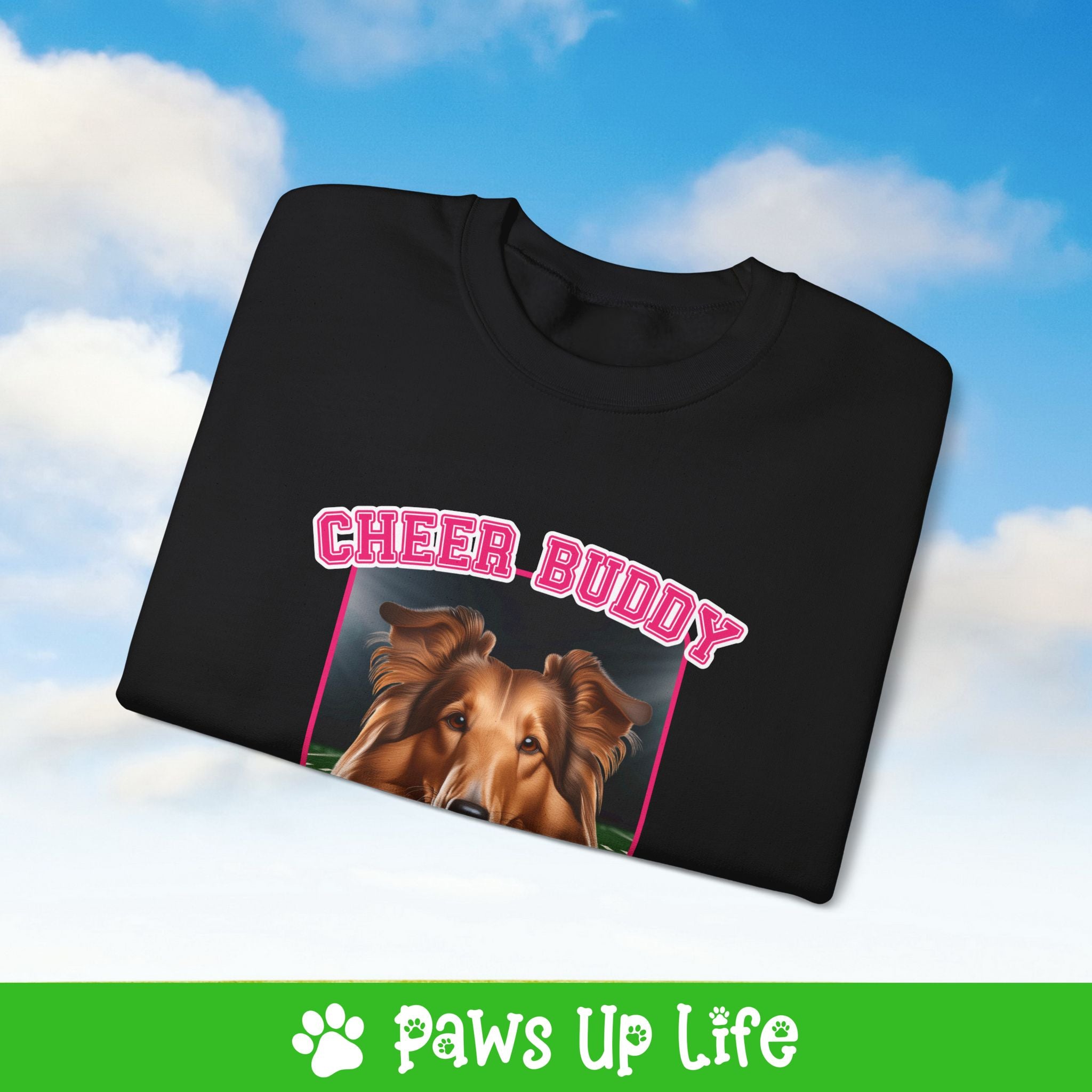 Collie Football Cheer Buddy Cheerleading Dog Crewneck Sweatshirt, Unisex Gift for Animal Lovers, Dog Mom Dad Sweatshirt, Cute Dog Lover Apparel, Fun Pet | Paws Up Life, LLC