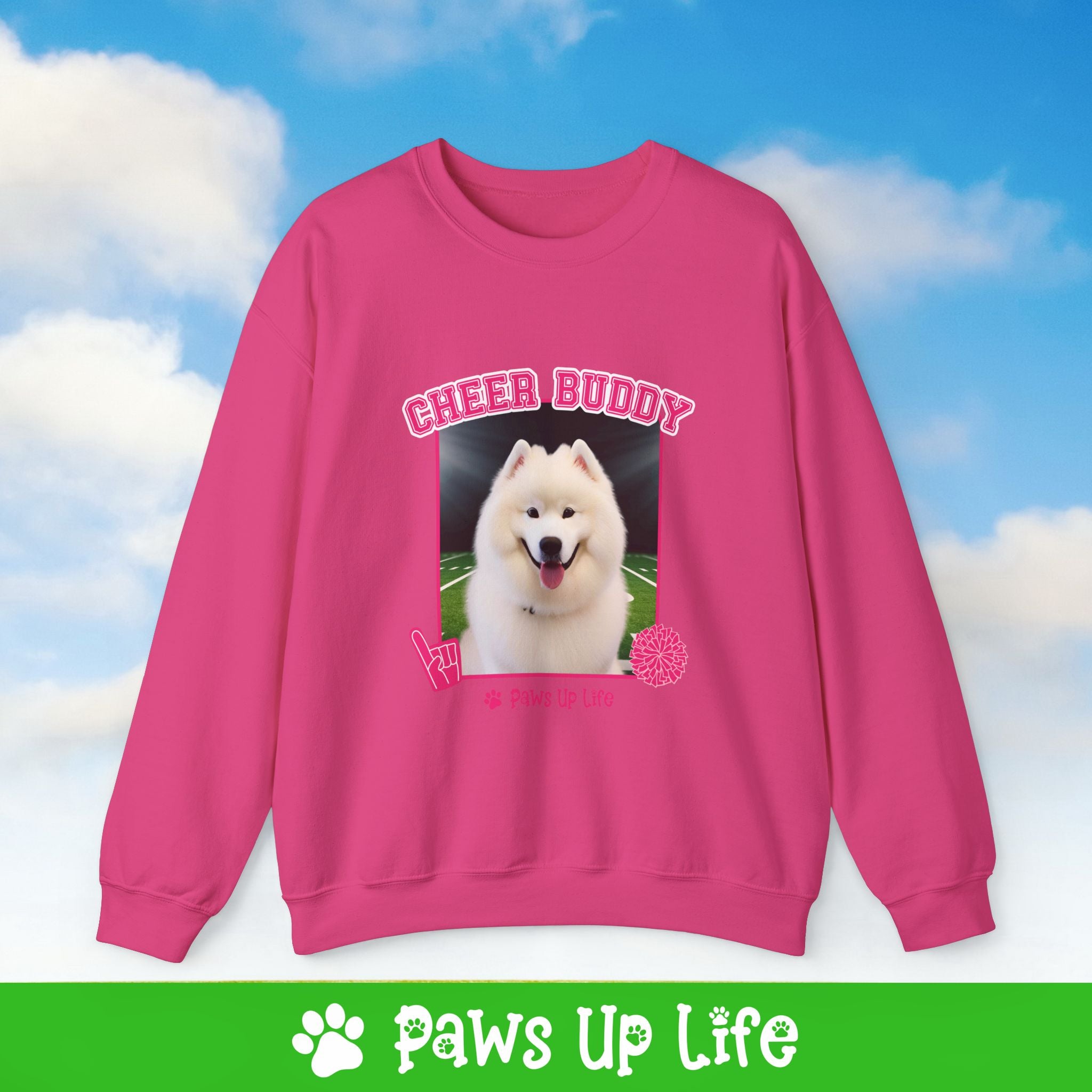 Samoyed Football Cheer Buddy Cheerleading Dog Crewneck Sweatshirt, Unisex Gift for Animal Lovers, Dog Mom Dad Sweatshirt, Cute Dog Lover Apparel, Fun Pet | Paws Up Life, LLC