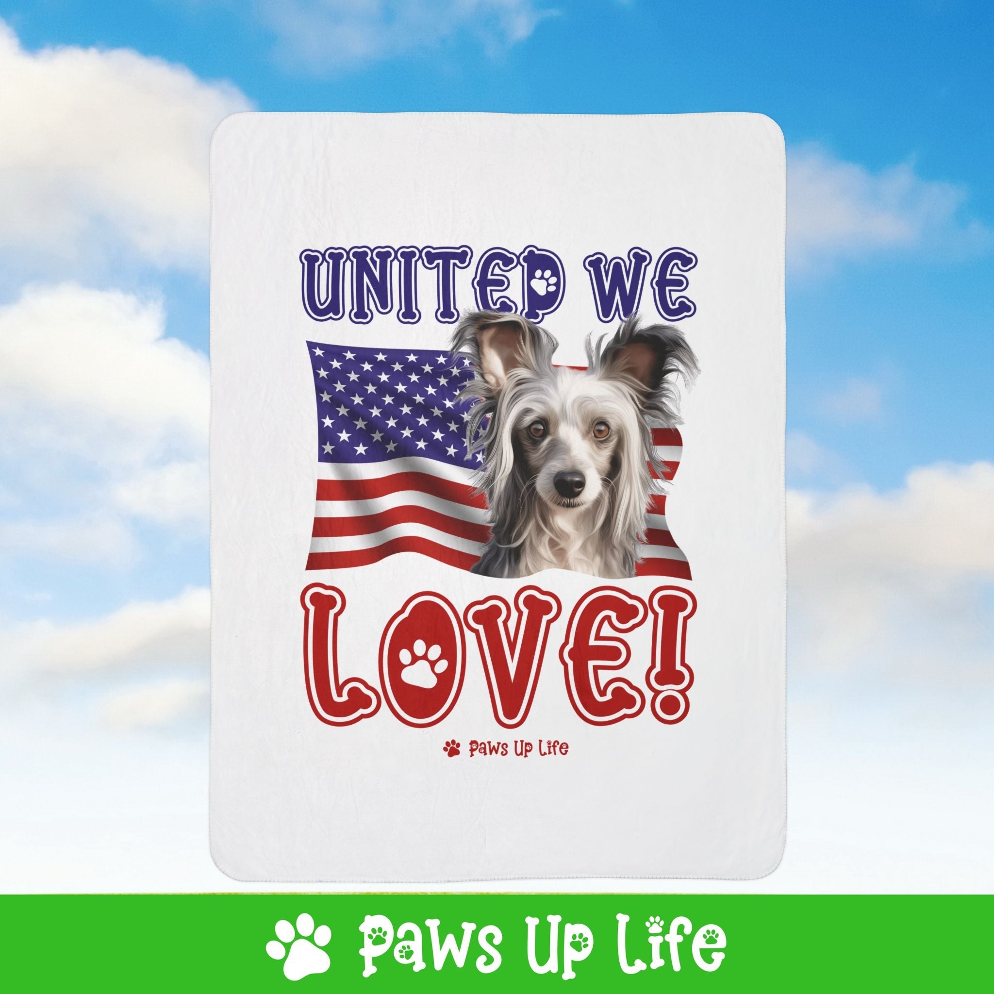 Chinese Crested Dog United We Love Fleece Sherpa Blanket - Perfect for Snuggling and Cozy Napping | Paws Up Life, LLC