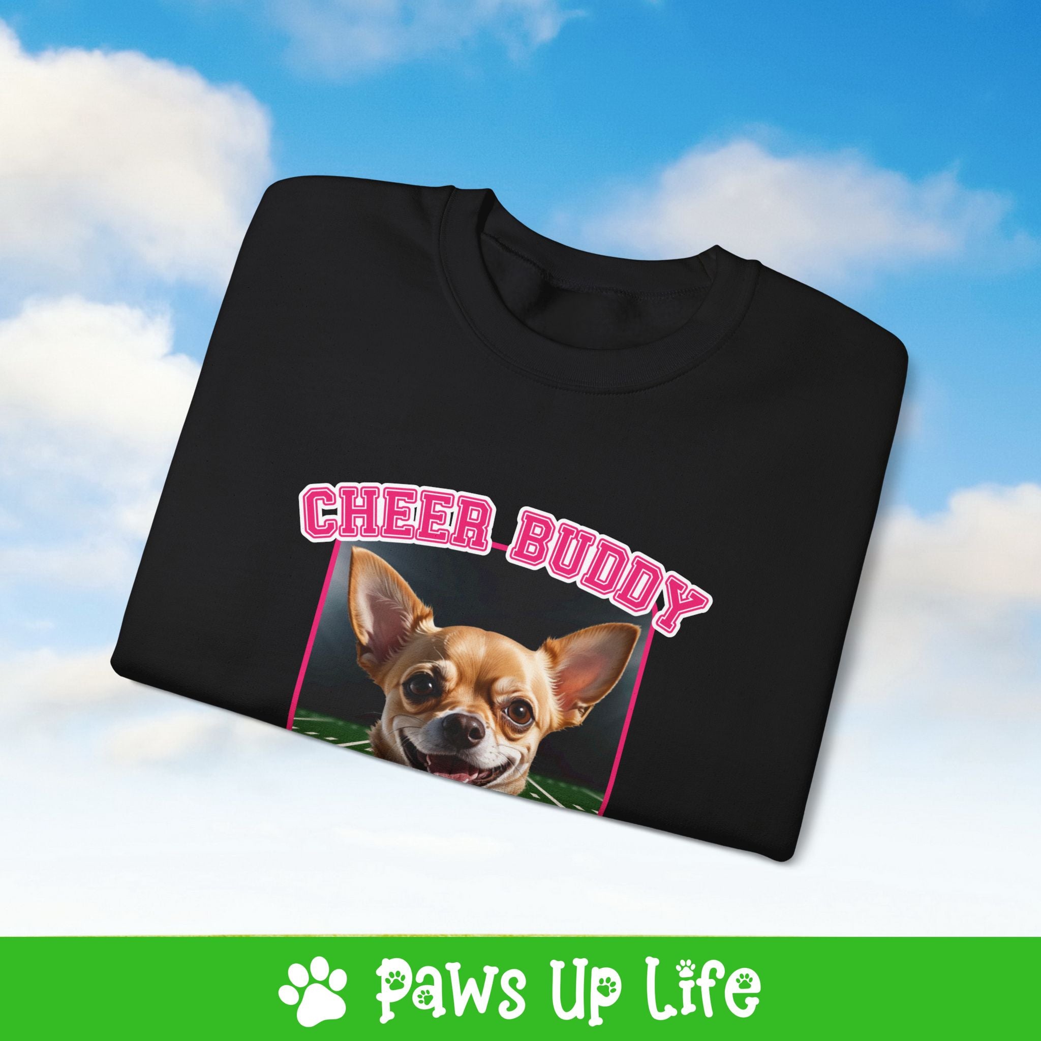 Chihuahua Football Cheer Buddy Cheerleading Dog Crewneck Sweatshirt, Unisex Gift for Animal Lovers, Dog Mom Dad Sweatshirt, Cute Dog Lover Apparel, Fun Pet | Paws Up Life, LLC