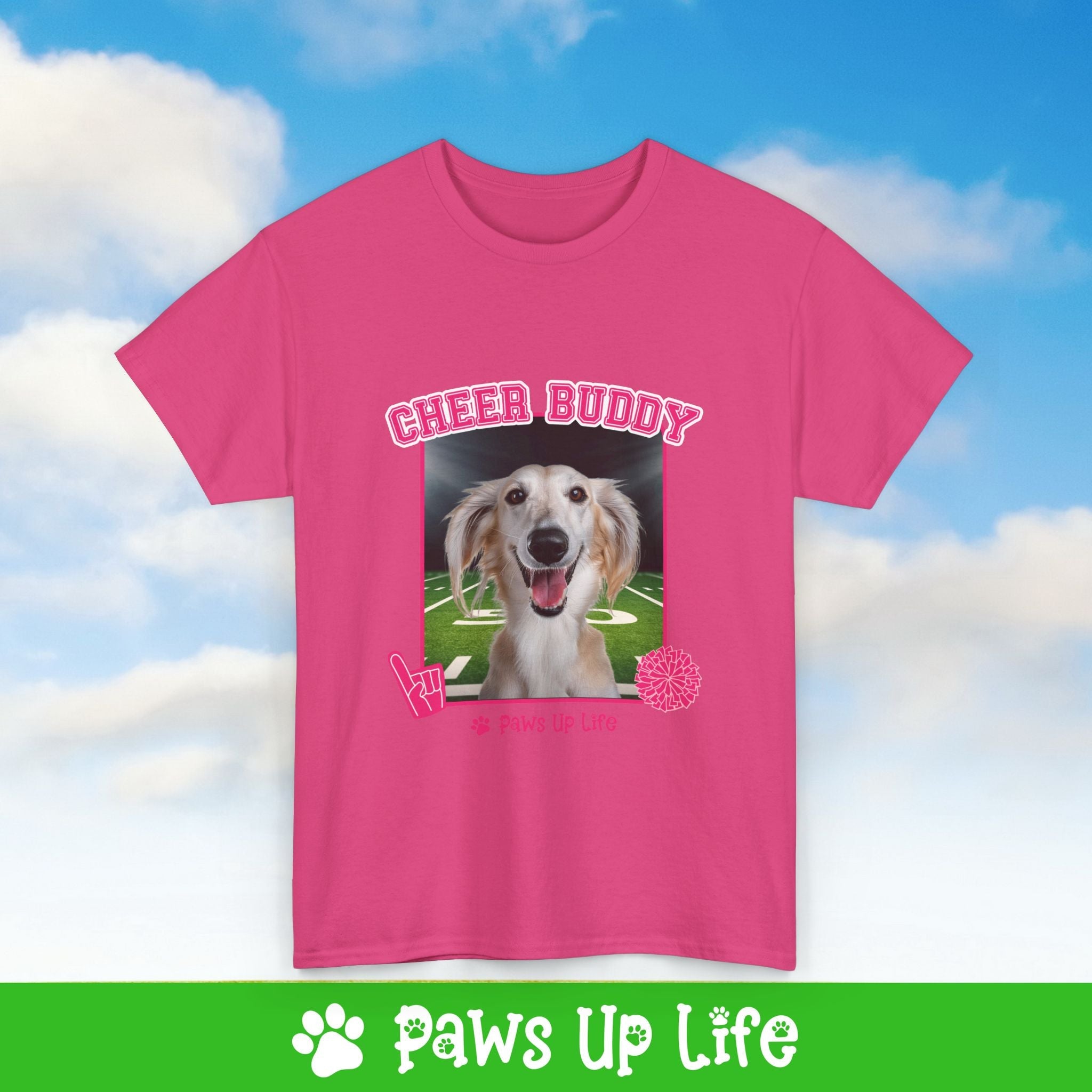 Saluki Football Cheer Buddy Cheerleading Dog Tee, Shirt, Unisex Pet Lover Gift, Dog Mom Dad Tshirt, Animal Rescue Advocate, Cute Puppy Graphic Top Classic Collar | Paws Up Life, LLC