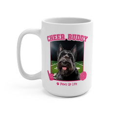 Black Scottish Terrier Football Cheer Buddy Cheerleading Dog 15oz Large Coffee Mug Ceramic Drinkware Tea Washable | Paws Up Life, LLC