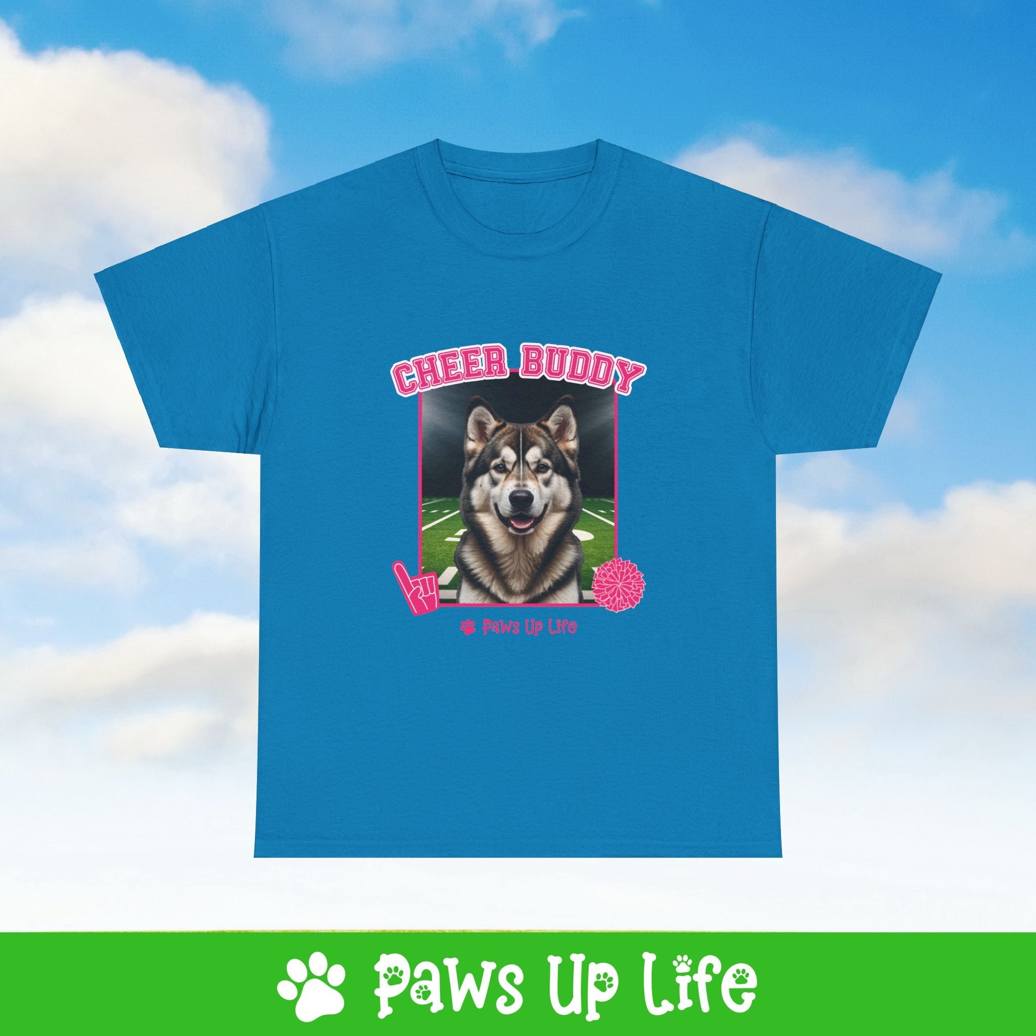 Alaskan Malamute Cheer Buddy Cheerleading Dog Tee, Shirt, Unisex Pet Lover Gift, Dog Mom Dad Tshirt, Animal Rescue Advocate, Cute Puppy Graphic Top Classic Collar