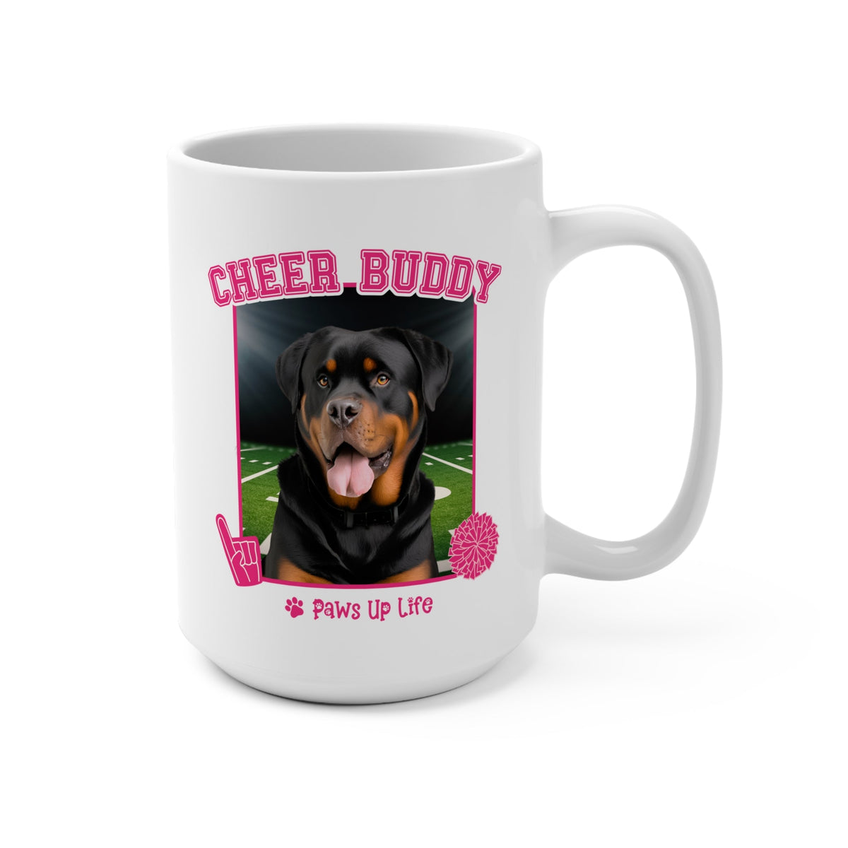 Rottweiler Cheer Buddy Cheerleading Dog 15oz Large Coffee Mug Ceramic Drinkware Tea Washable | Paws Up Life, LLC