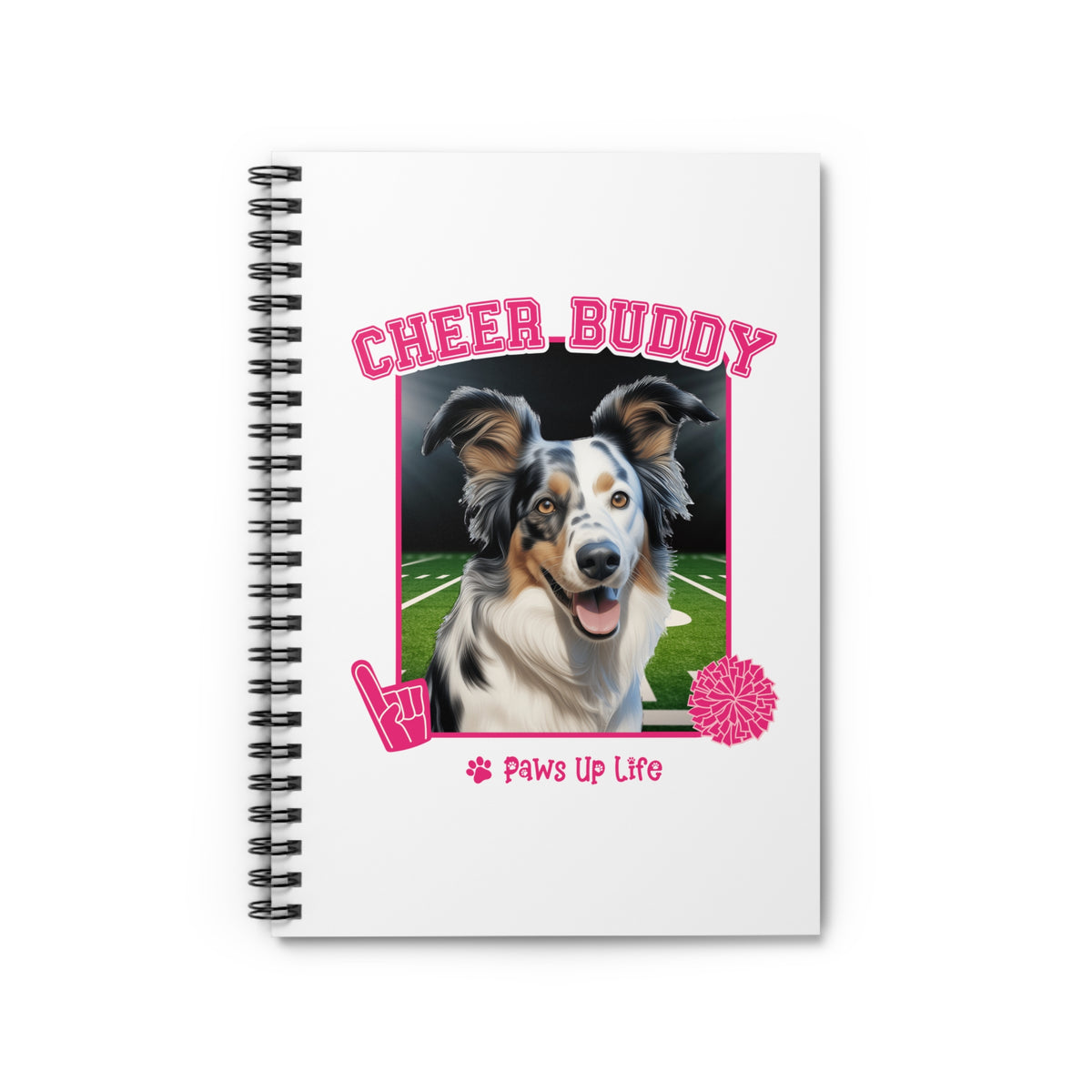 Australian Koolie Cheer Buddy Cheerleading Dog Spiral Notebook for Office and Home - Ruled Line | Paws Up Life, LLC