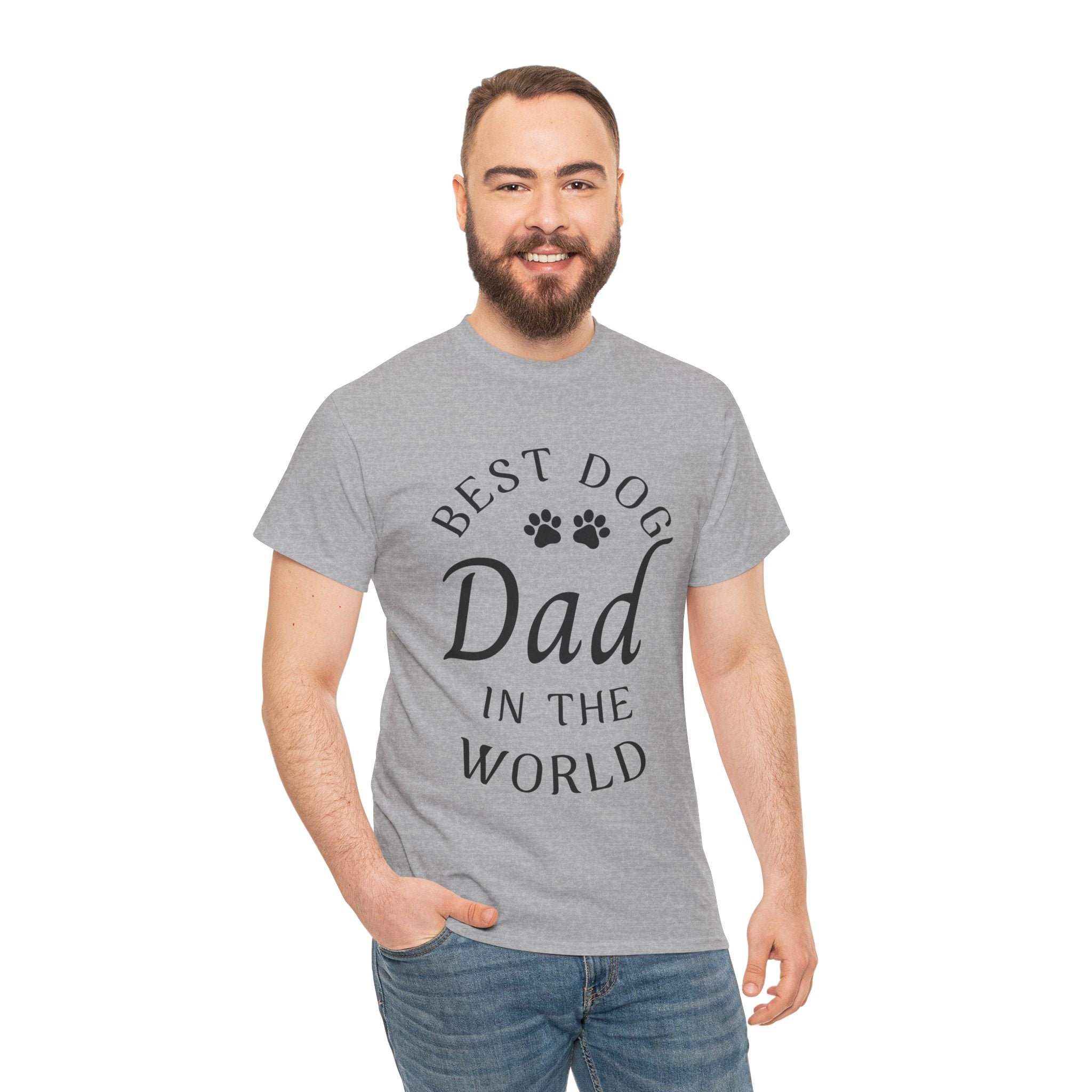 Best Dog Dad In The World Gildan 5000 T-Shirt - Perfect Gift for Dog Lovers | Comfortable Cotton Tee for Proud Pet Owners Unisex Heavy Cotton Tee