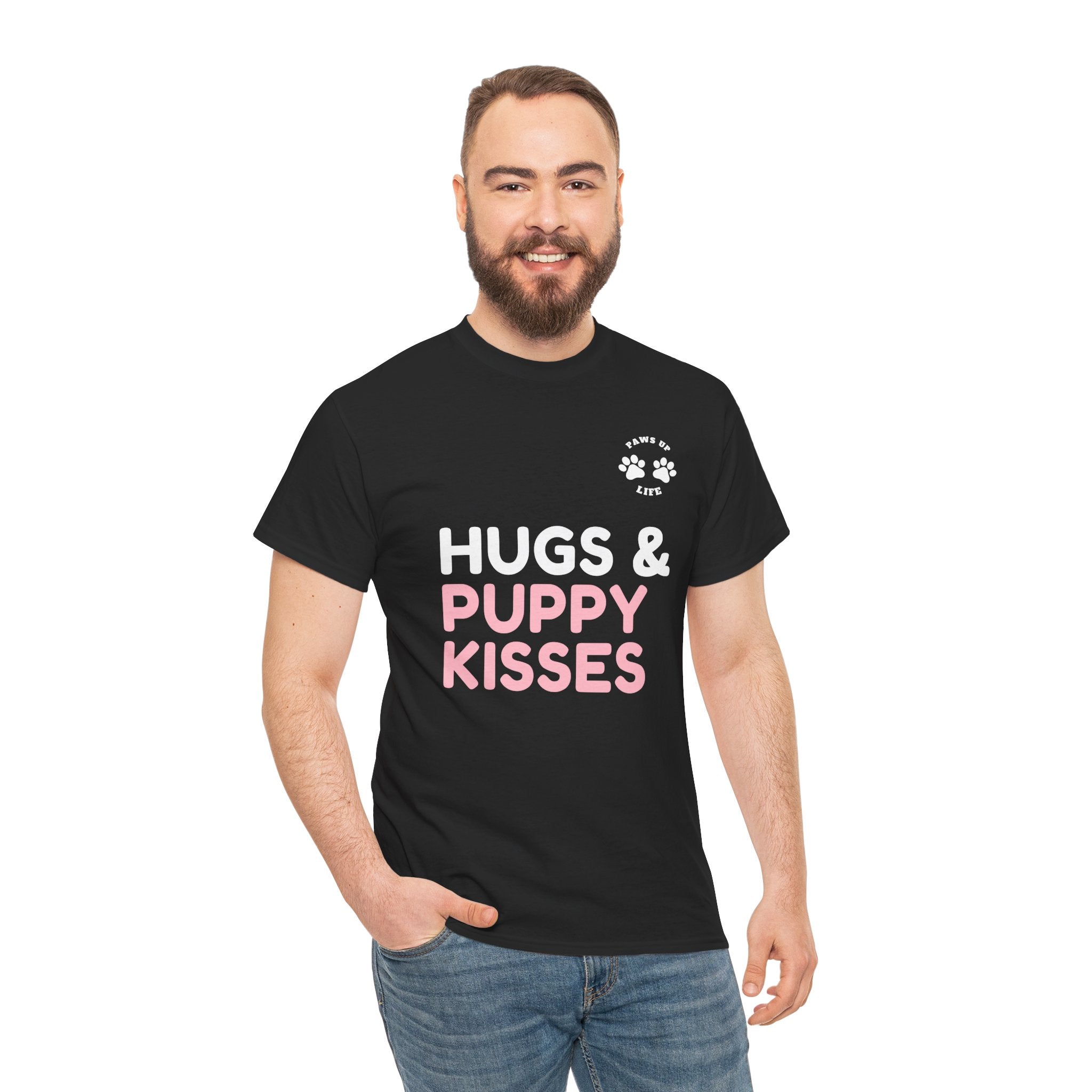 Hugs & Puppy Kisses Dog Mom or Dad Unisex T-Shirt - Gifts for Pet-Loving Parents |Unisex Heavy Cotton GildanTee