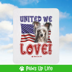 Chinese Crested Dog United We Love Fleece Sherpa Blanket - Perfect for Snuggling and Cozy Napping