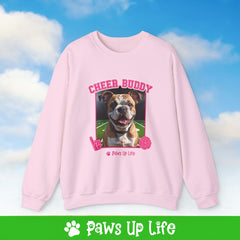 Bulldog Football Cheer Buddy Cheerleading Dog Crewneck Sweatshirt, Unisex Gift for Animal Lovers, Dog Mom Dad Sweatshirt, Cute Dog Lover Apparel, Fun Pet | Paws Up Life, LLC