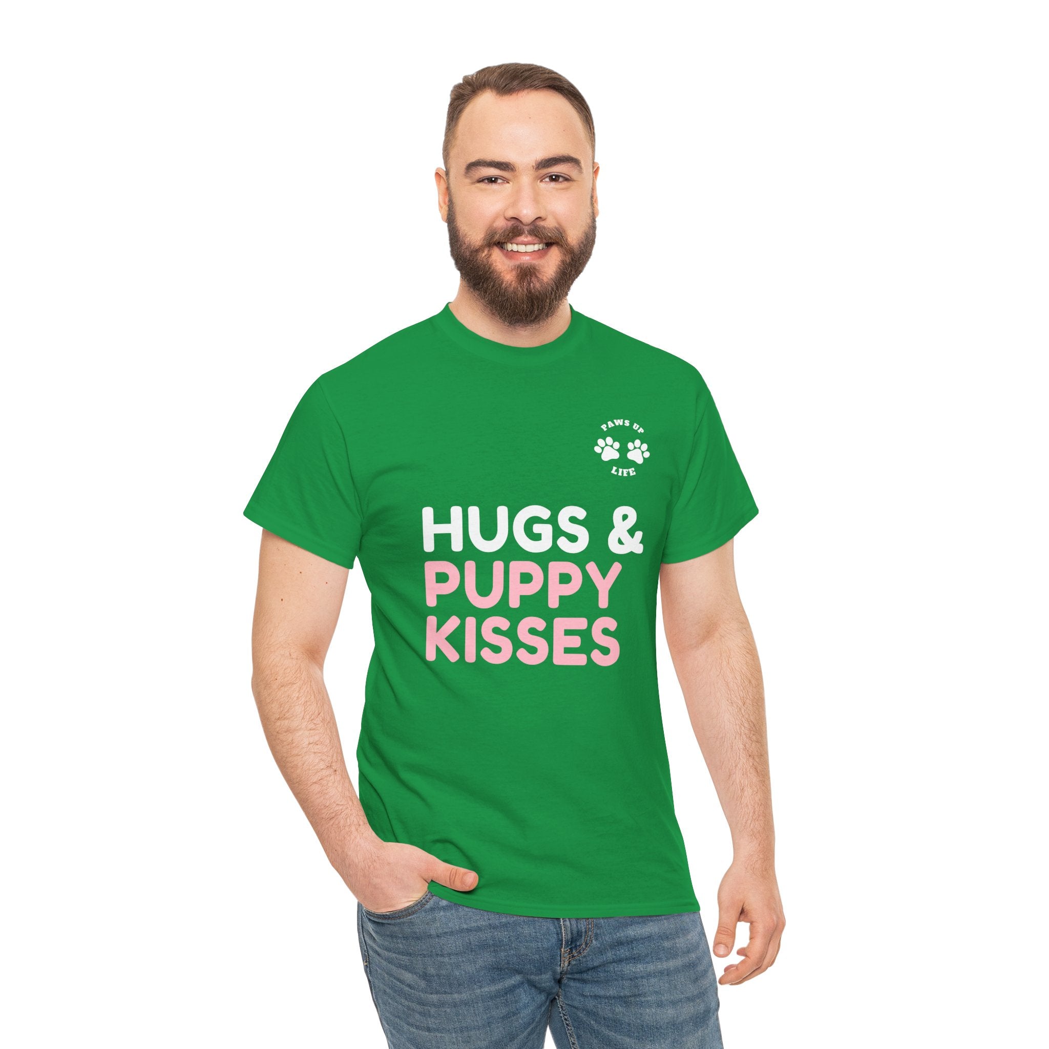 Hugs & Puppy Kisses Dog Mom or Dad Unisex T-Shirt - Gifts for Pet-Loving Parents |Unisex Heavy Cotton GildanTee