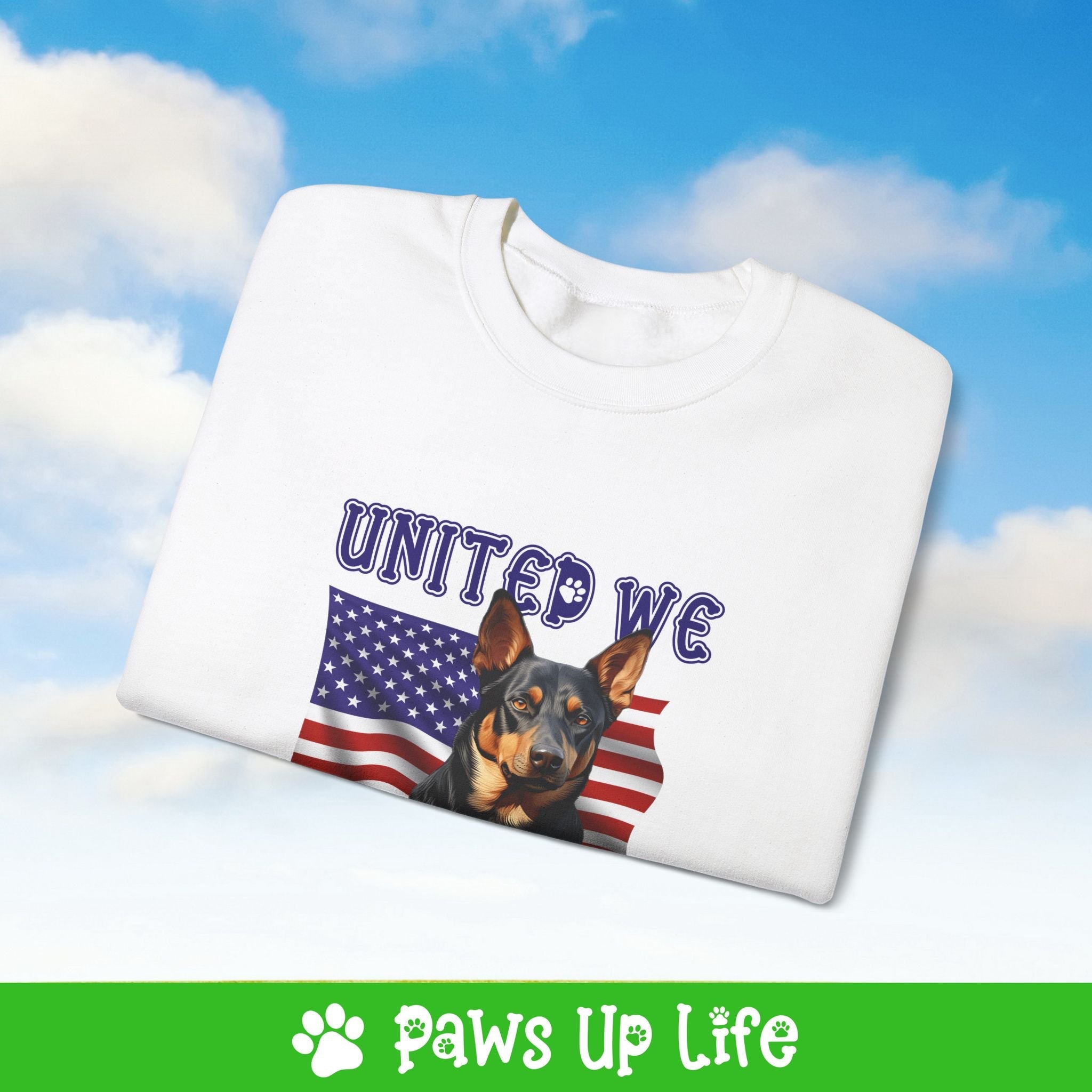 Australian Kelpie Dog United We Love Dog Crewneck Sweatshirt, Unisex Gift for Animal Lovers, Dog Mom Dad Sweatshirt, Cute Dog Lover Apparel, Fun Pet | Paws Up Life, LLC