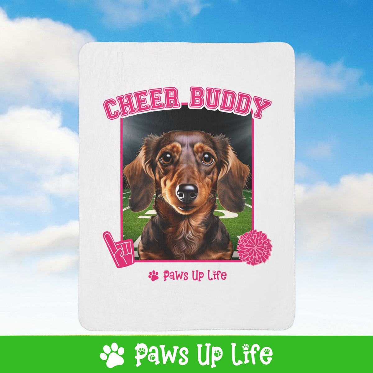 Dachshund Football Cheer Buddy Cheerleading Dog Fleece Sherpa Blanket - Perfect for Snuggling and Cozy Napping | Paws Up Life, LLC